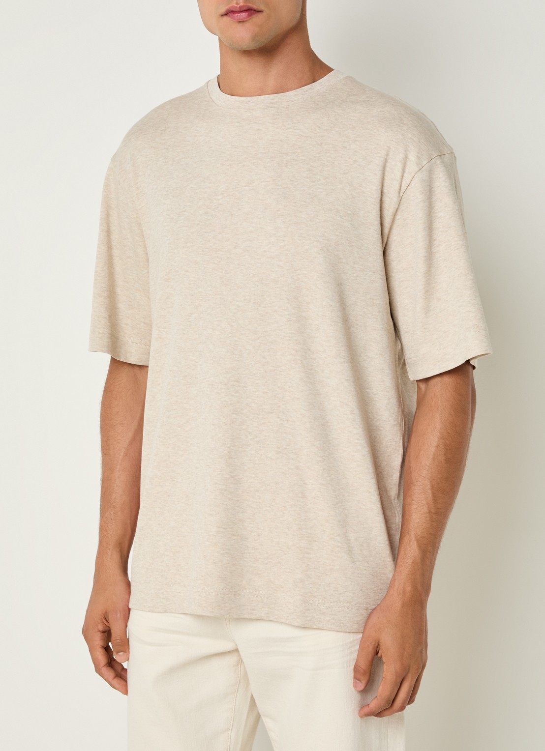 Profuomo T-shirt met stretch - detail beige