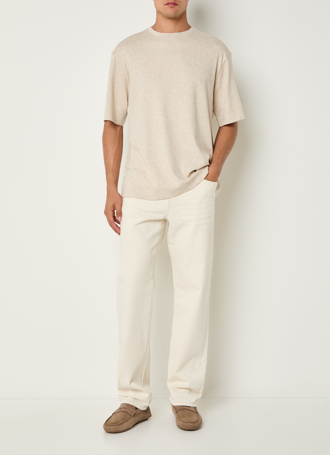 Profuomo T-shirt met stretch - voorkant 4 beige