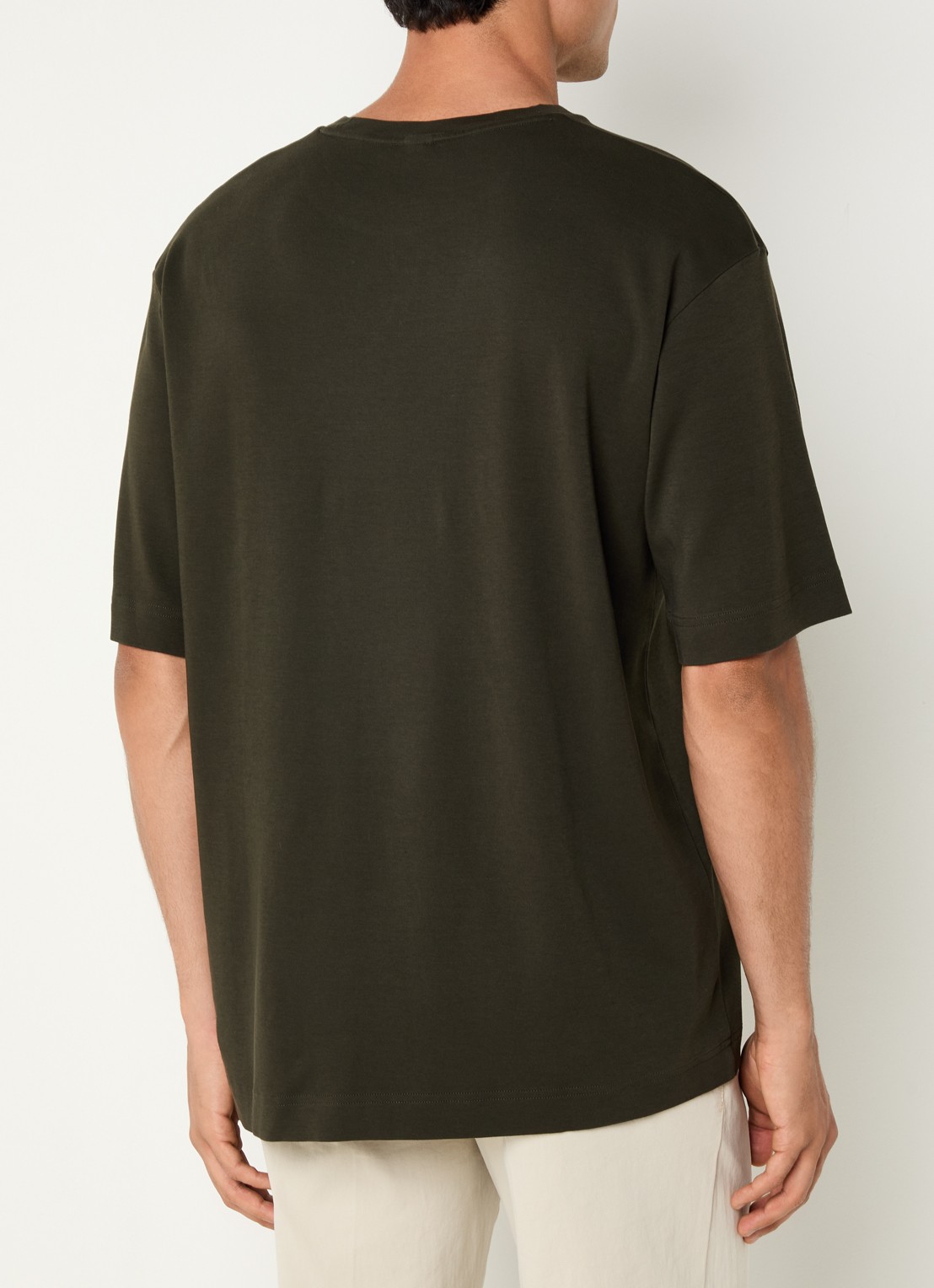 Profuomo T-shirt met stretch - achterkant bronsgroen