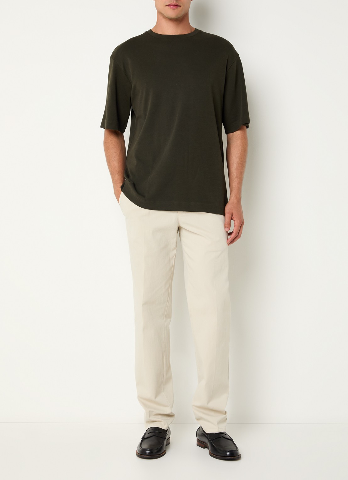 Profuomo T-shirt met stretch - voorkant 3 bronsgroen