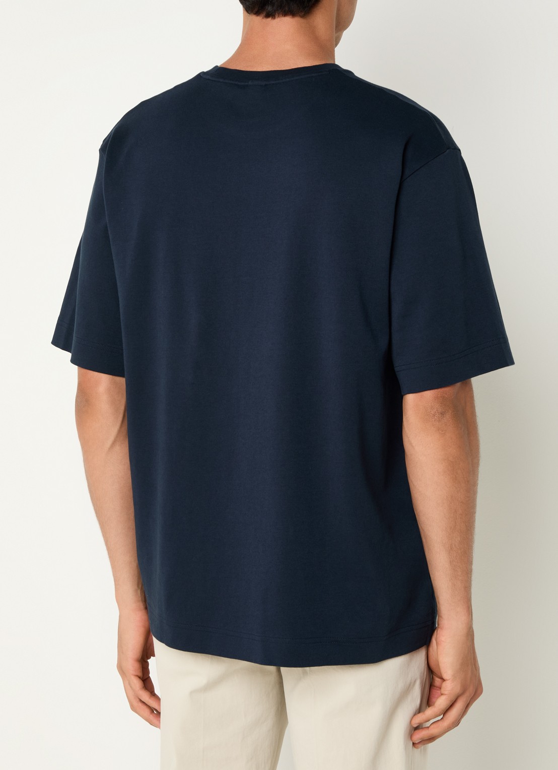 Profuomo T-shirt met stretch - achterkant 3 donkerblauw
