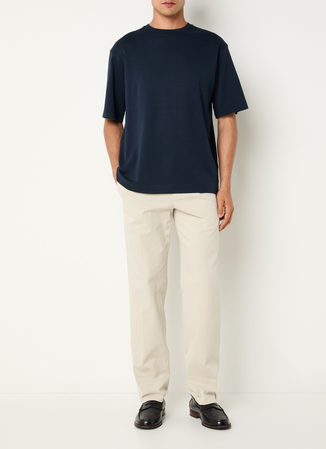 Profuomo T-shirt met stretch - voorkant 2 donkerblauw