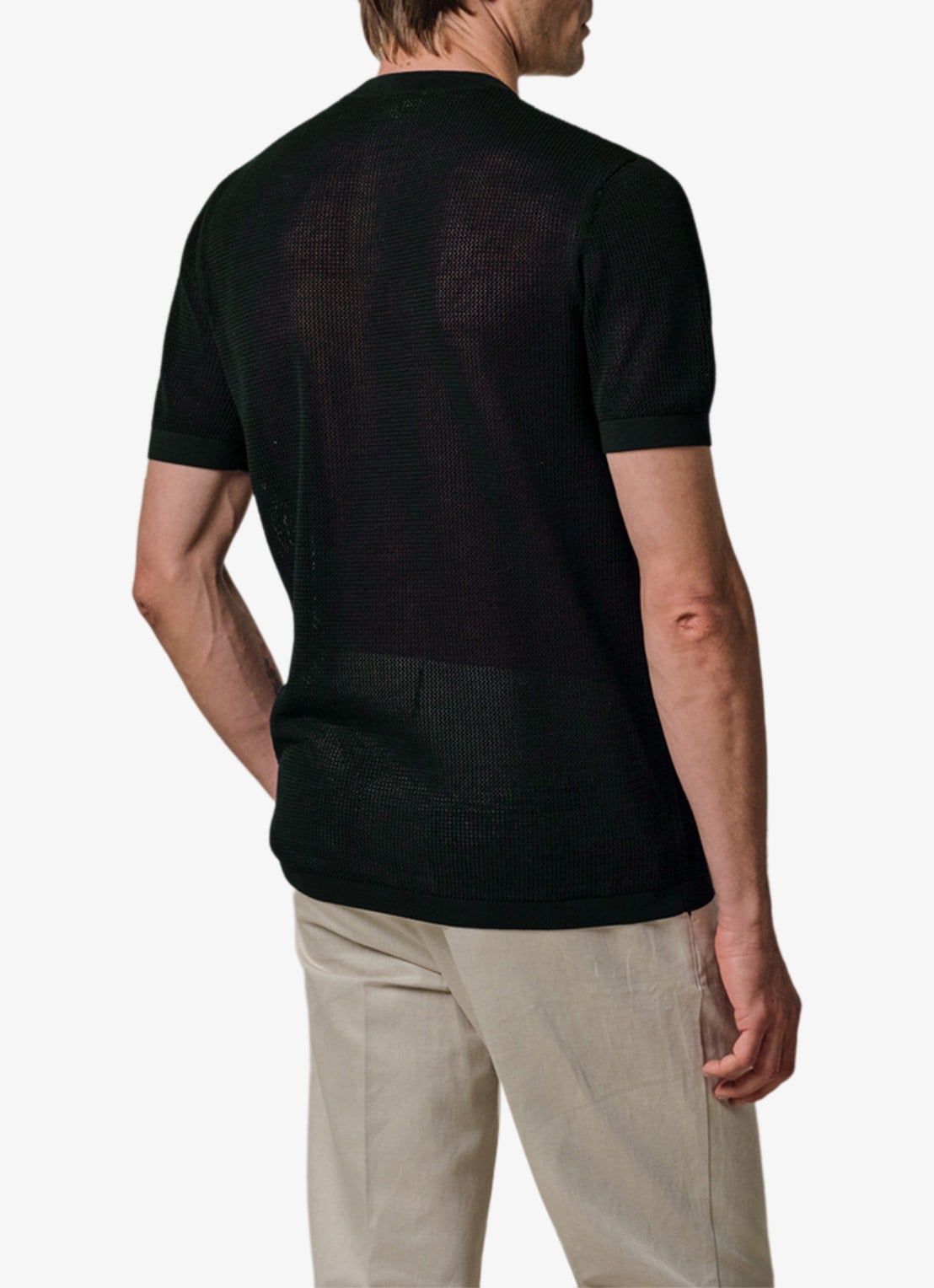 Profuomo T-shirt met structuur - achterkant 4 donkerblauw