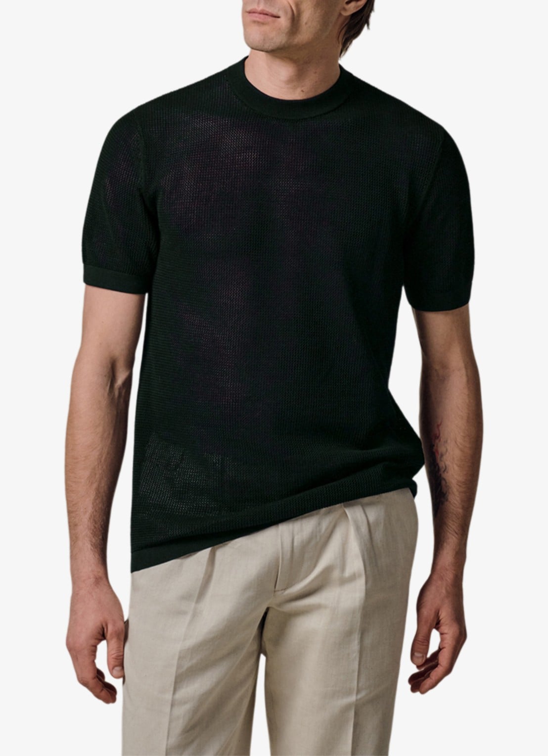 Profuomo T-shirt met structuur - detail donkerblauw