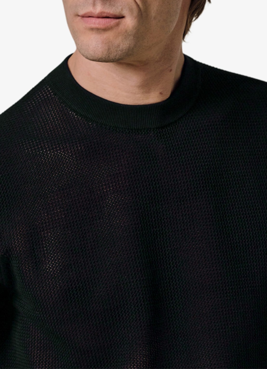 Profuomo T-shirt met structuur - detail 2 donkerblauw