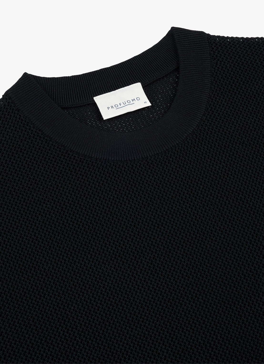 Profuomo T-shirt met structuur - detail 3 donkerblauw