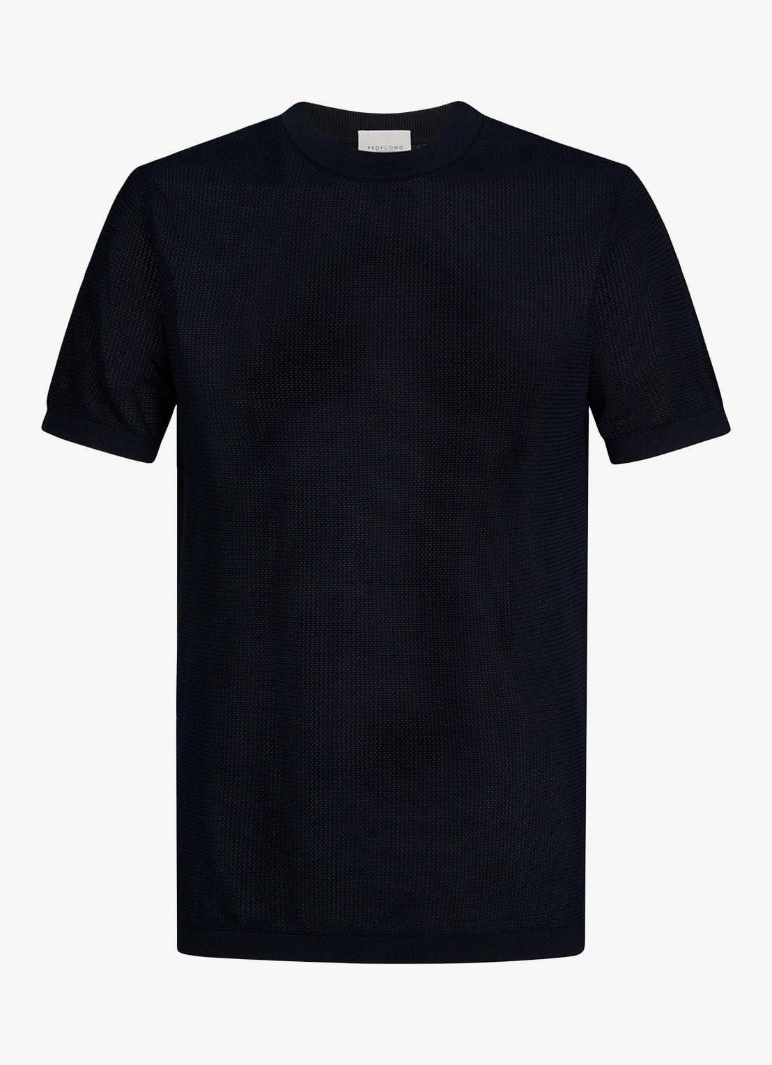 Profuomo T-shirt met structuur - voorkant 5 donkerblauw