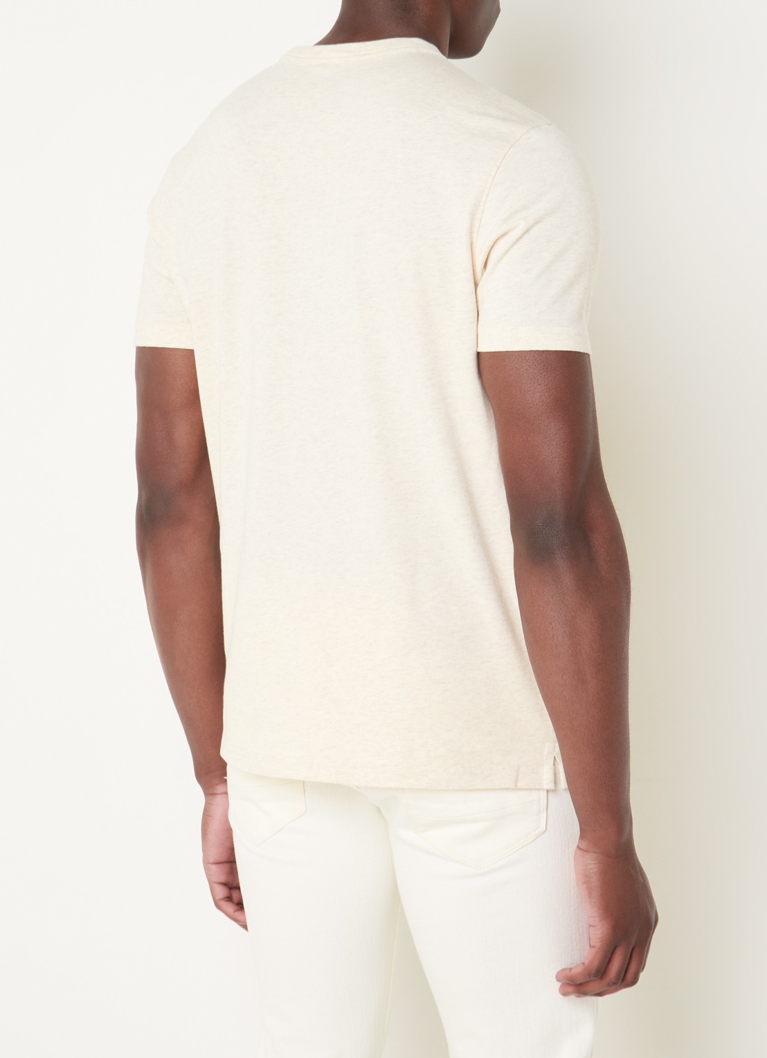 Profuomo T-shirt van katoen met gemêleerd dessin - achterkant 3 beige
