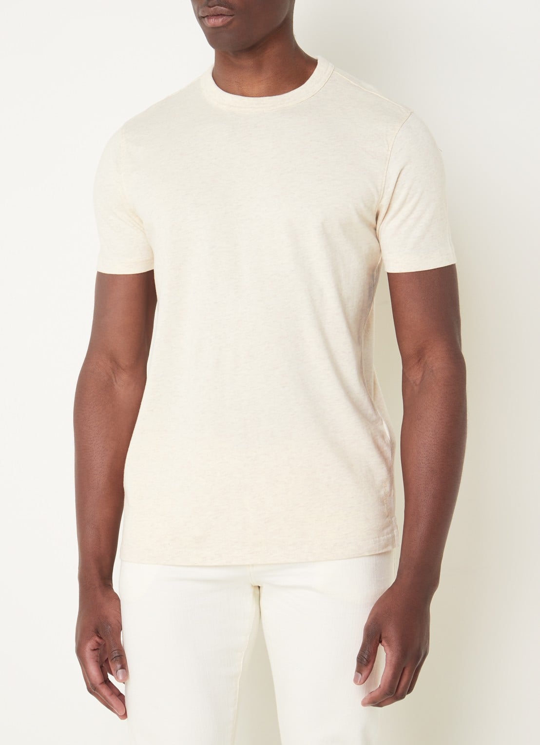 Profuomo T-shirt van katoen met gemêleerd dessin - detail 4 beige