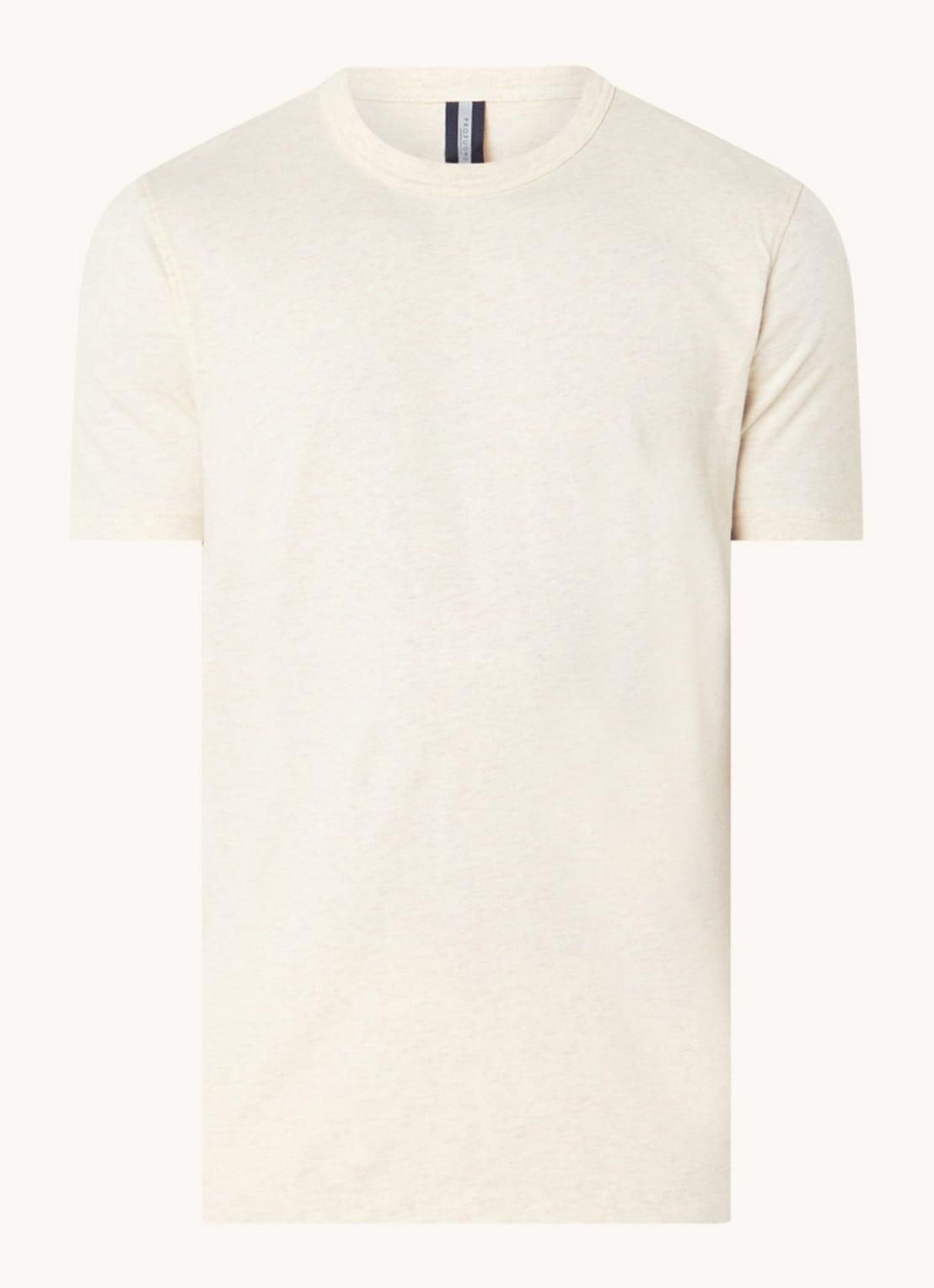 Profuomo T-shirt van katoen met gemêleerd dessin - voorkant beige