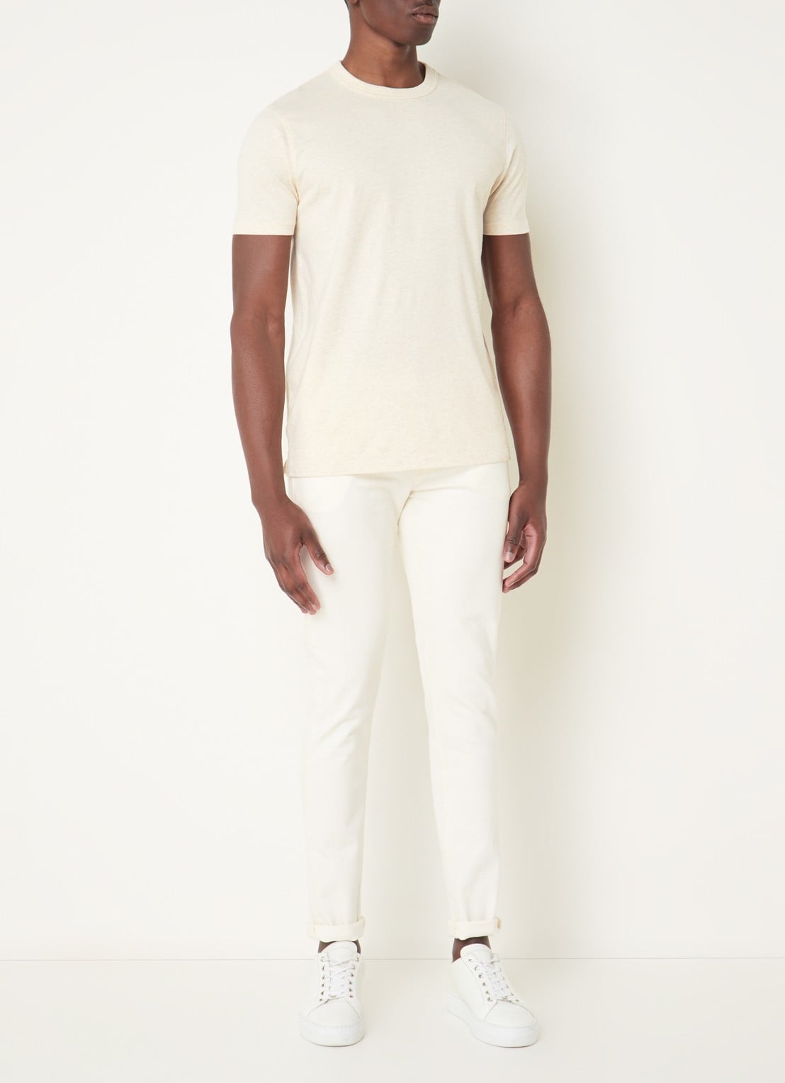 Profuomo T-shirt van katoen met gemêleerd dessin - voorkant 2 beige