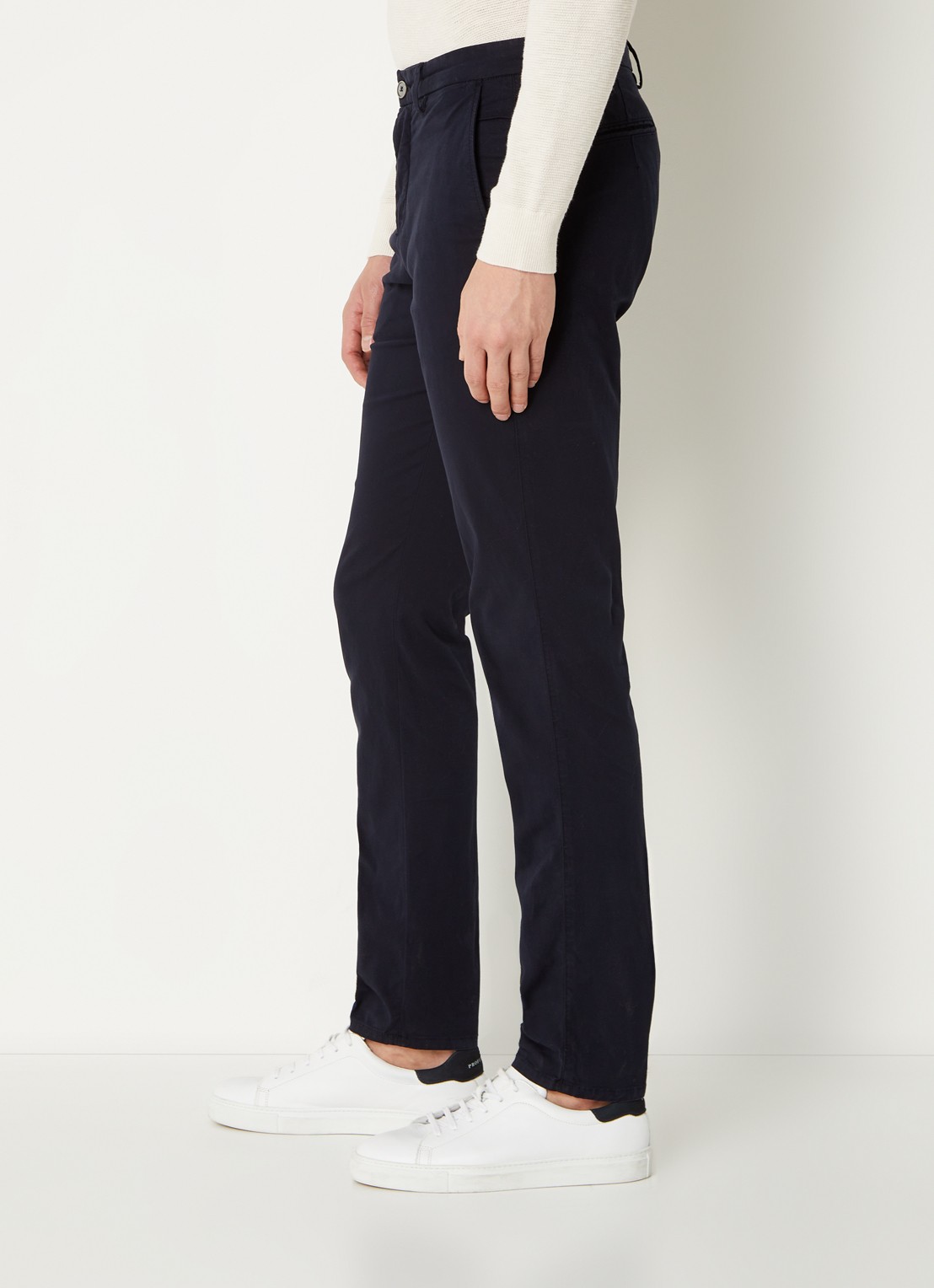 Profuomo Tapered fit chino met steekzakken - detail 5 donkerblauw