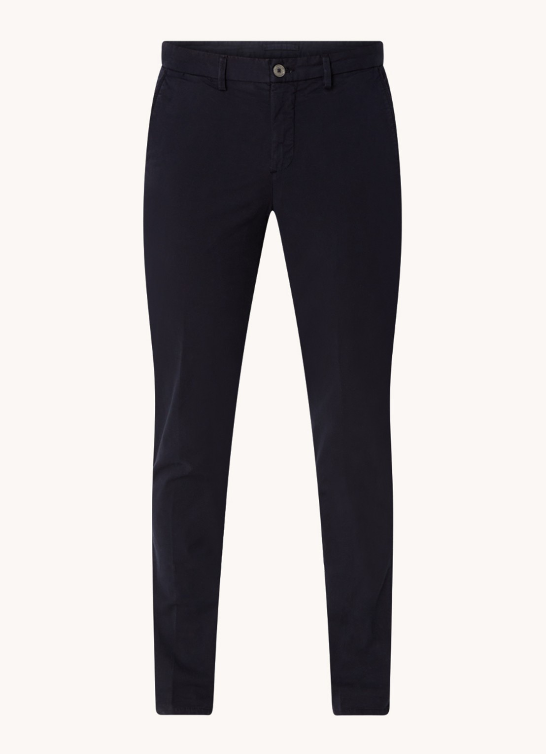 Profuomo Tapered fit chino met steekzakken - voorkant 2 donkerblauw
