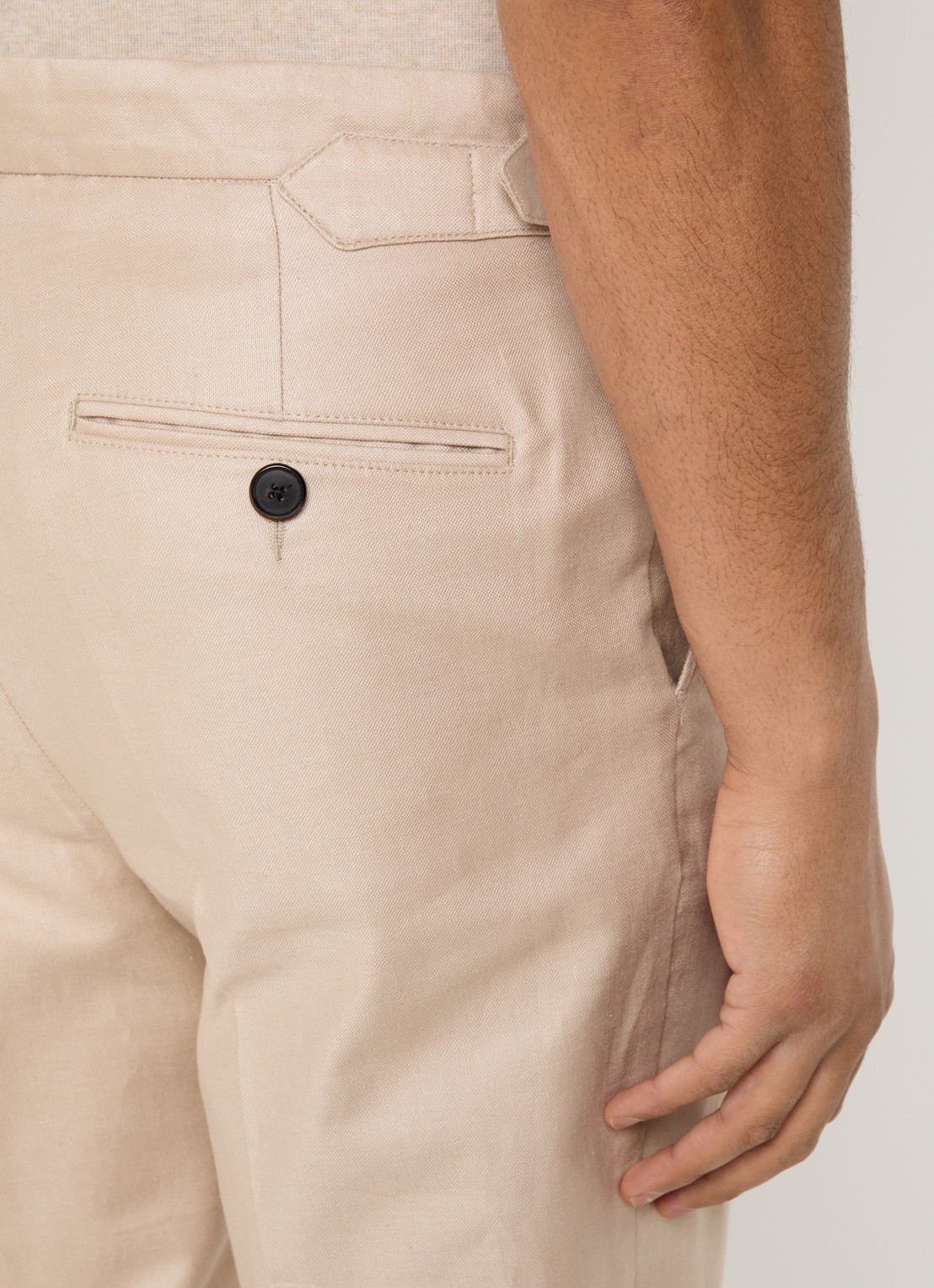 Profuomo Tapered fit pantalon in linnenblend met steekzakken - detail 3 beige