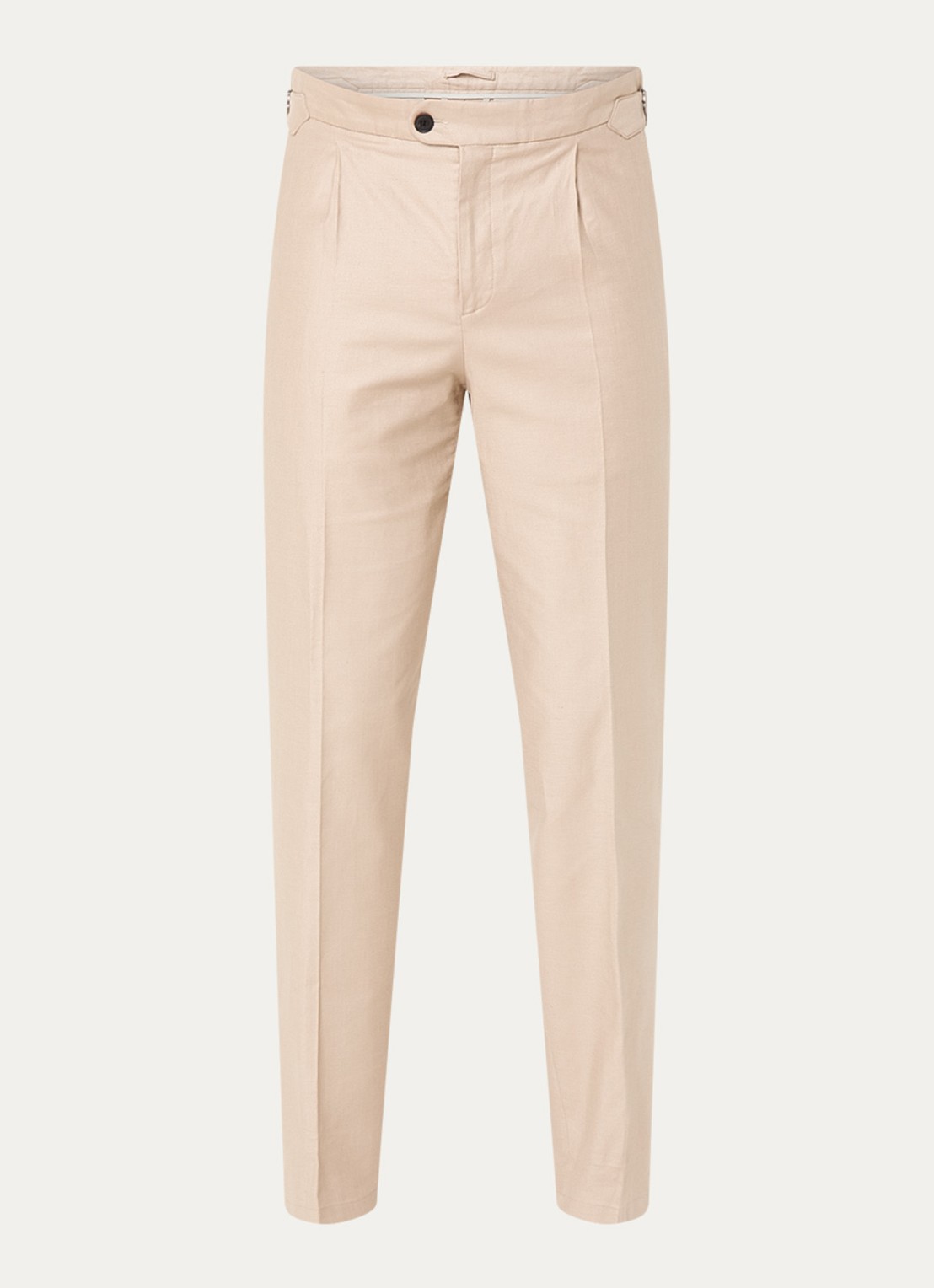Profuomo Tapered fit pantalon in linnenblend met steekzakken - voorkant 5 beige