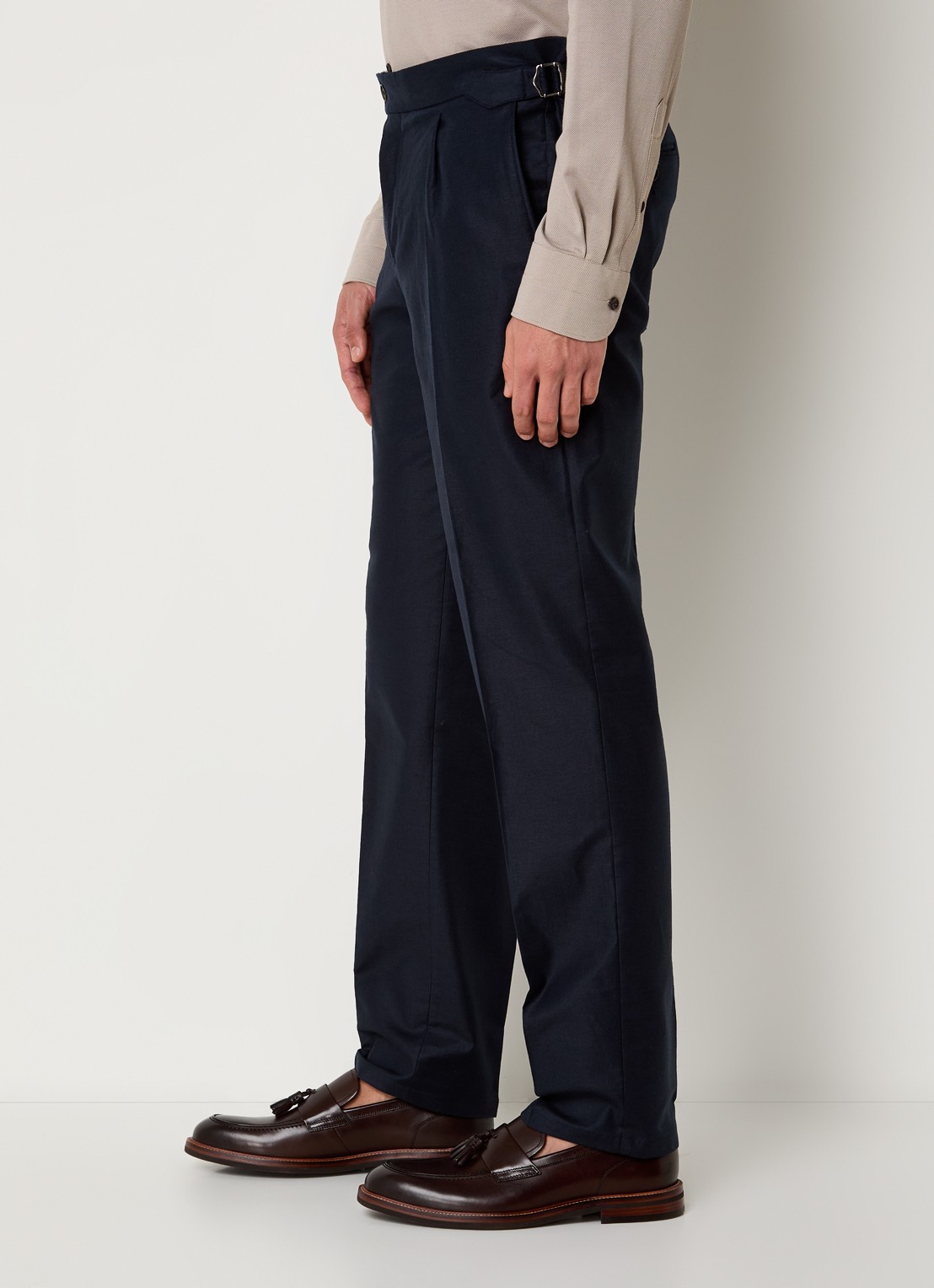 Profuomo Tapered fit pantalon in linnenblend met steekzakken - detail 2 donkerblauw