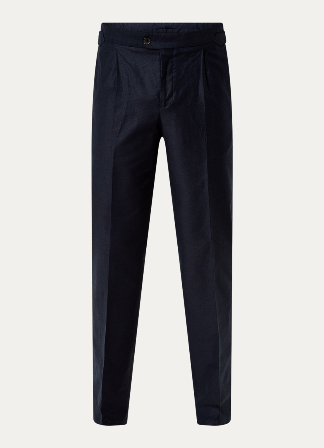 Profuomo Tapered fit pantalon in linnenblend met steekzakken - voorkant 3 donkerblauw