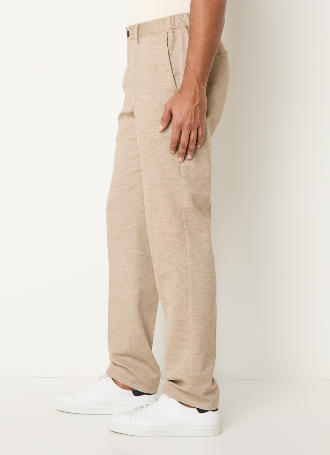 Profuomo Tapered fit pantalon in linnenblend met steekzakken - detail 2 beige