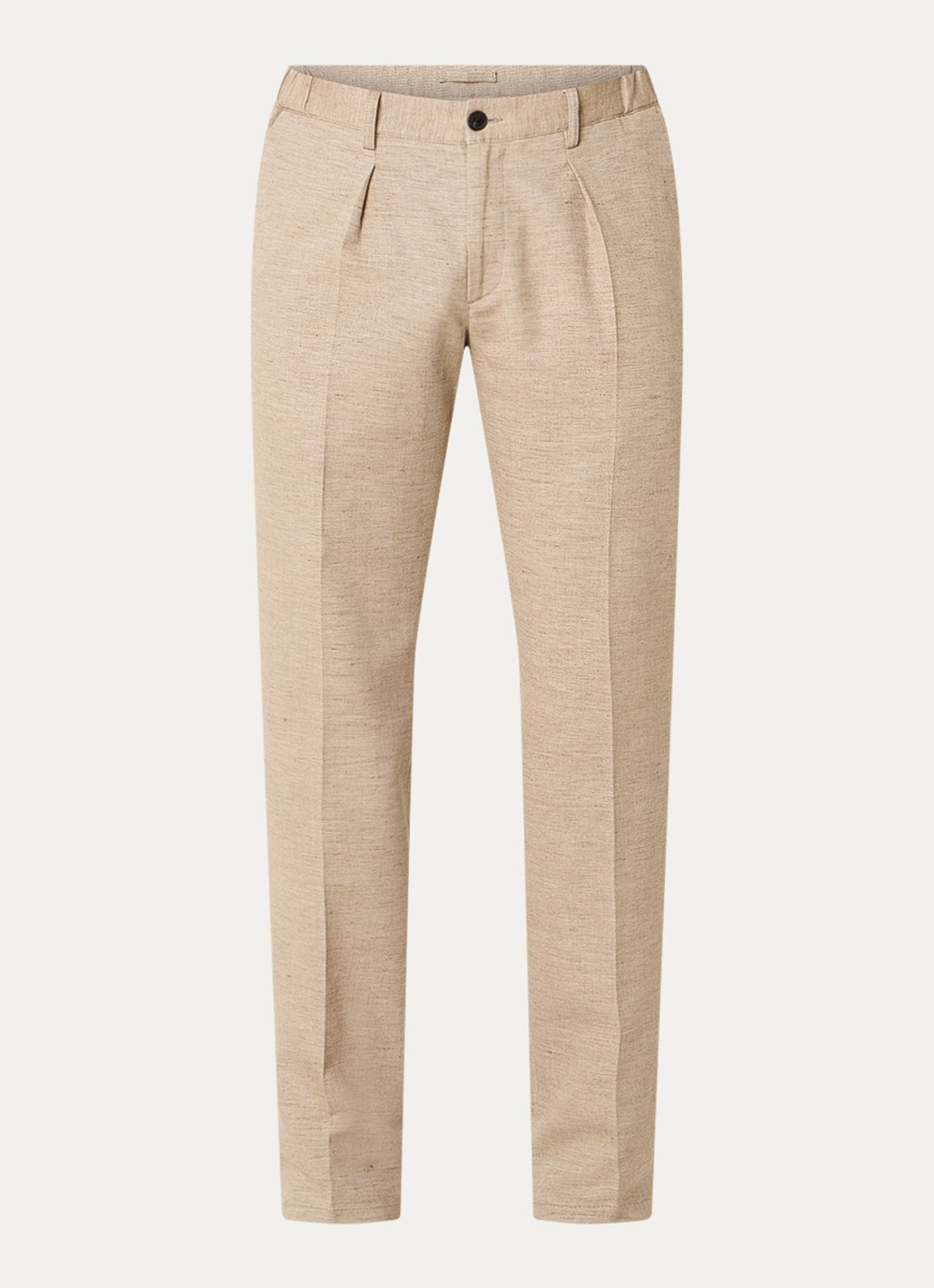 Profuomo Tapered fit pantalon in linnenblend met steekzakken - voorkant 4 beige