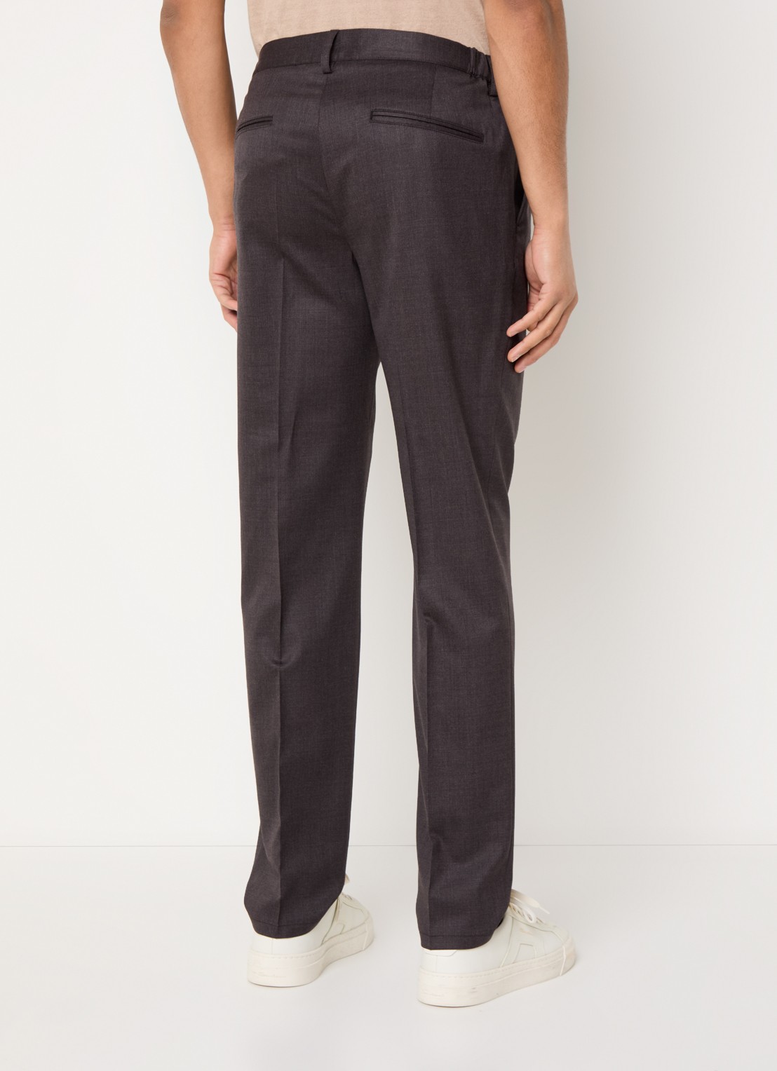 Profuomo Tapered fit pantalon van wol met steekzakken - achterkant 3 donkerbruin