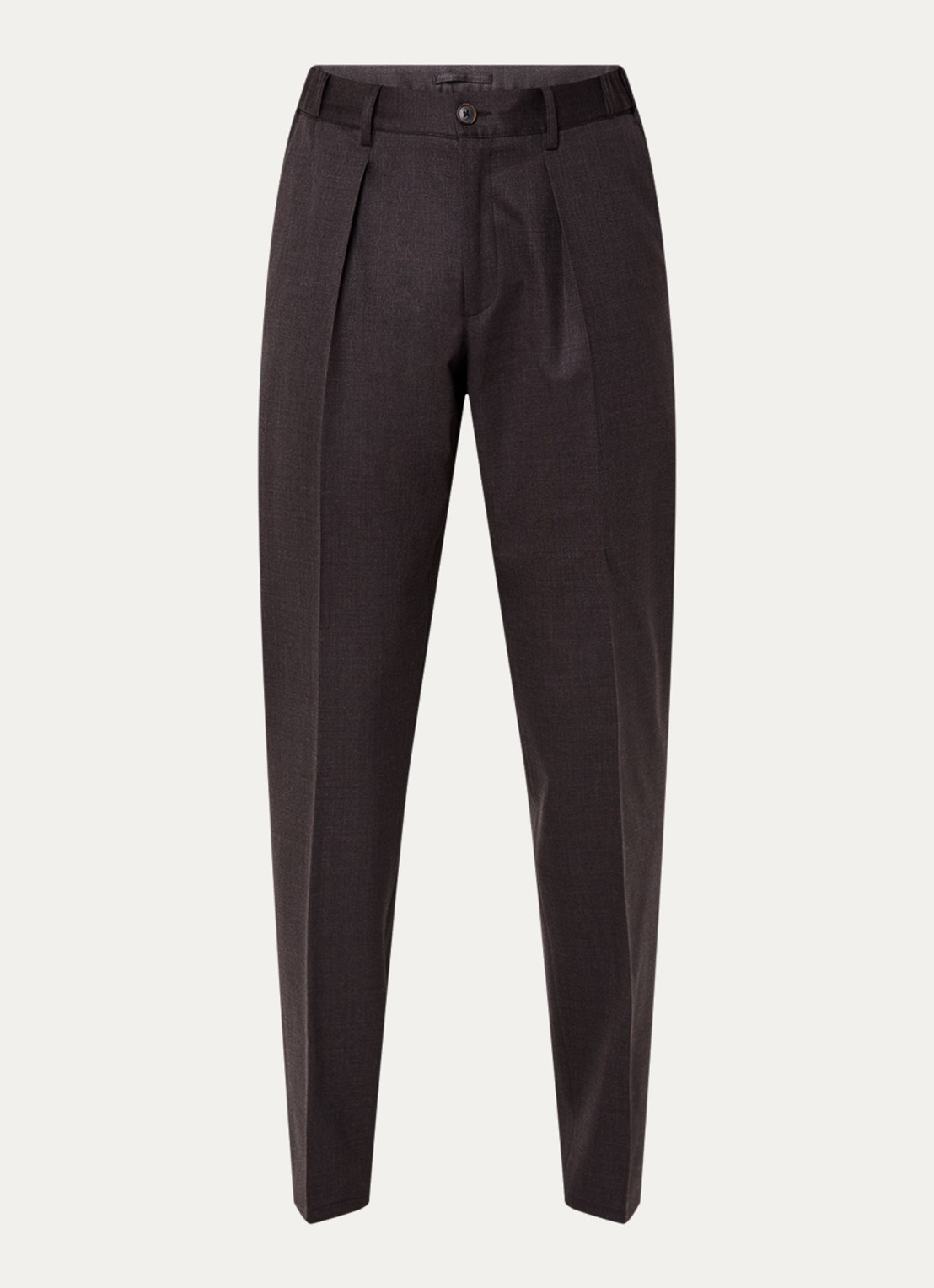 Profuomo Tapered fit pantalon van wol met steekzakken - voorkant 4 donkerbruin