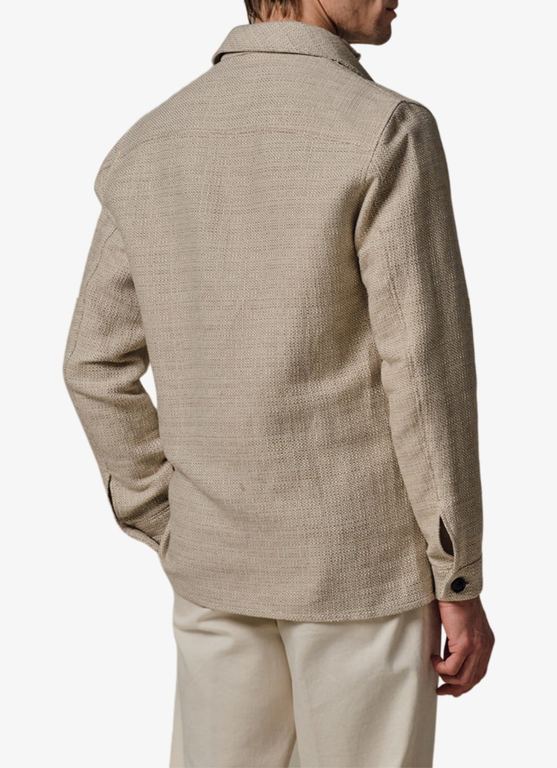 Profuomo Textured overshirt van linen - achterkant 4 beige
