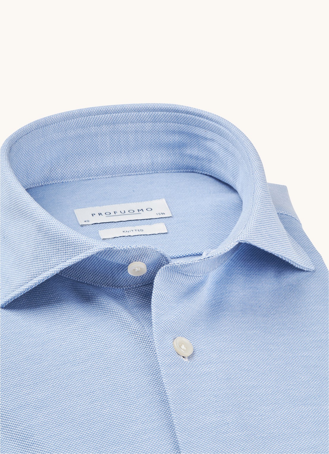 Profuomo The Knitted Shirt slim fit overhemd met stretch - detail 6 lichtblauw