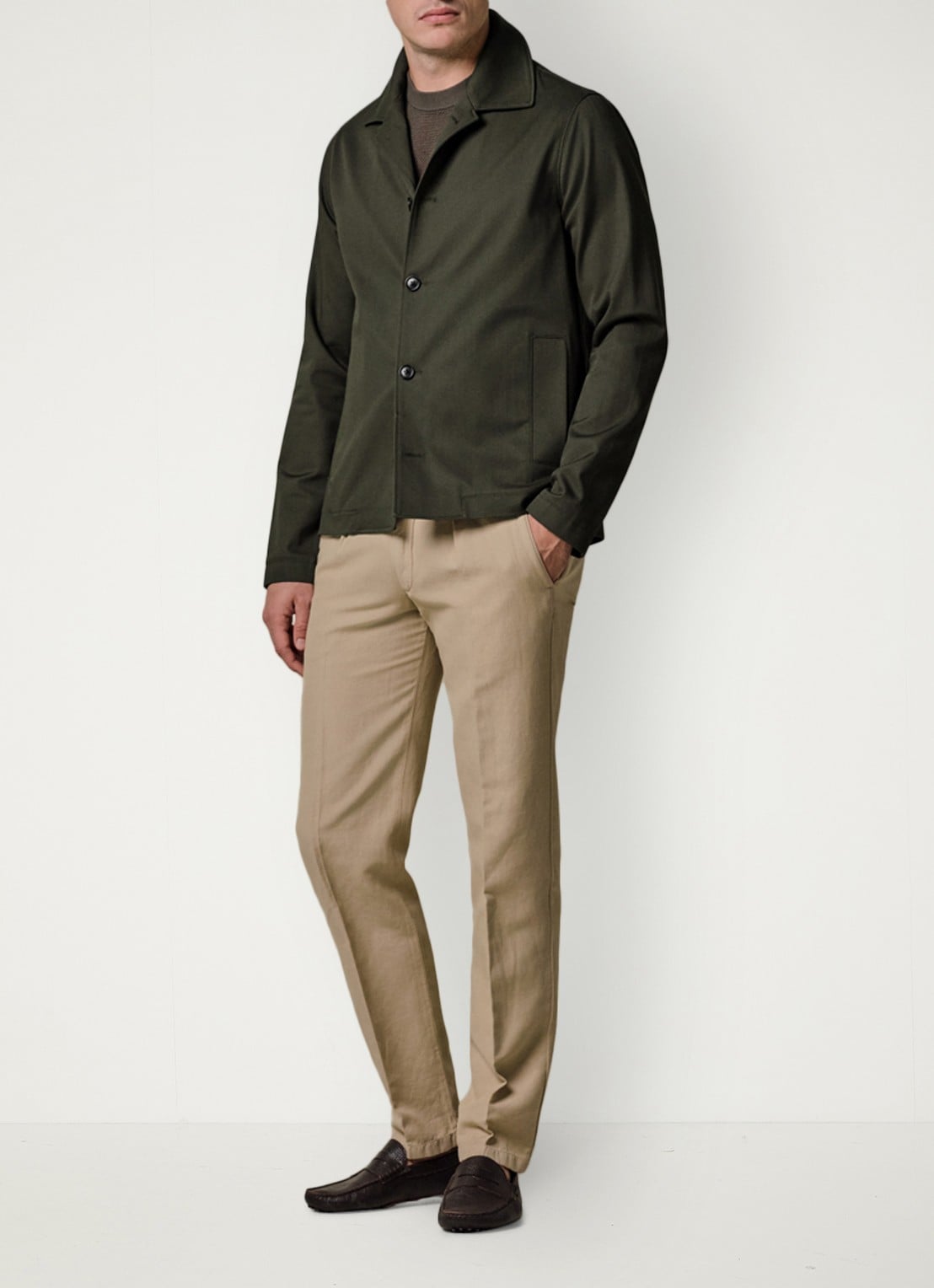 Profuomo Twill overshirt - voorkant 2 donkergroen