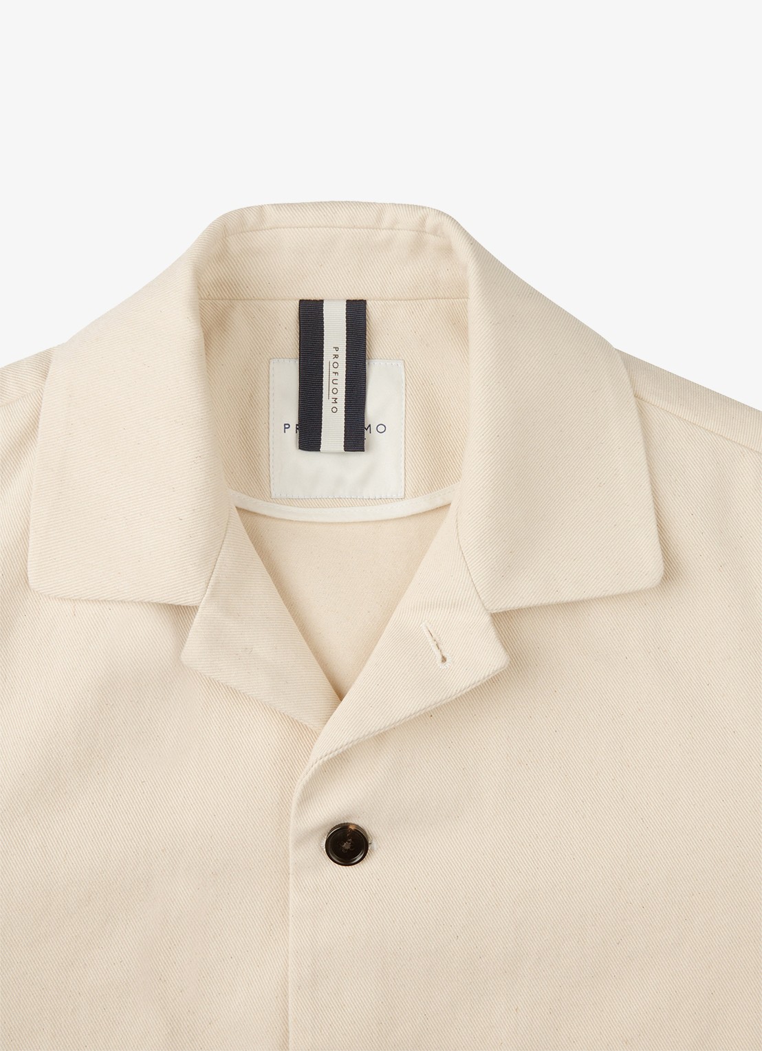 Profuomo Twill overshirt - detail 4 gebroken wit