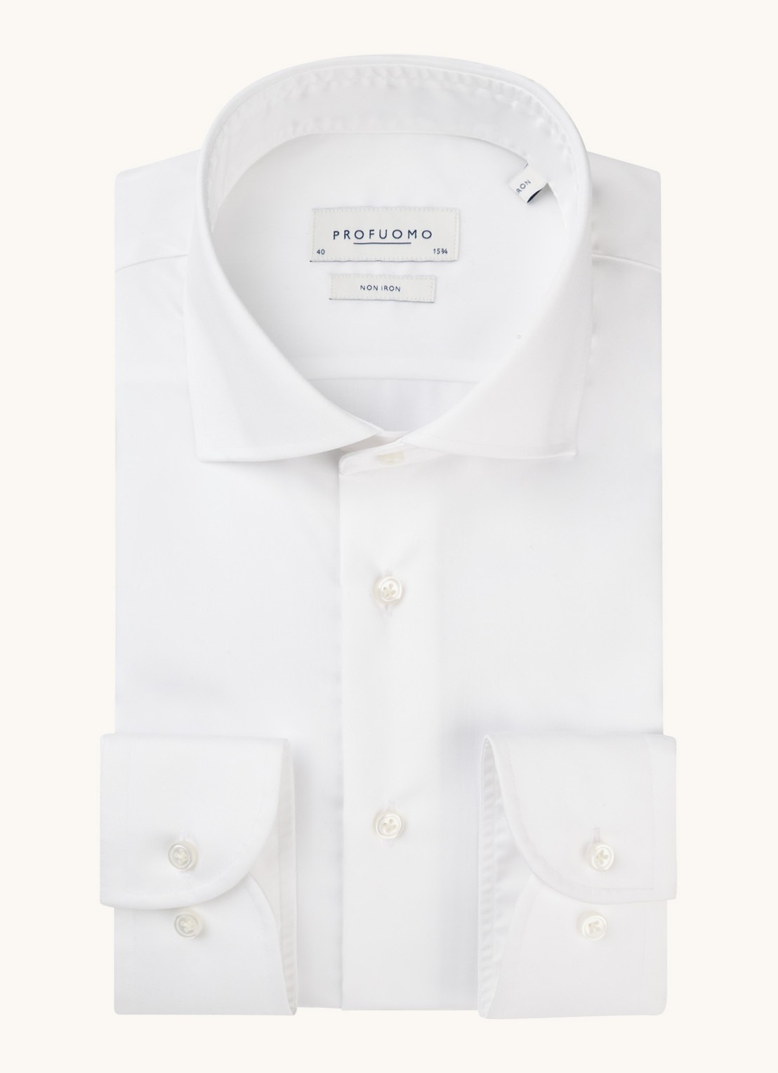 Profuomo Wit strijkvrij slim fit overhemd met extra lange mouw - detail 3 wit