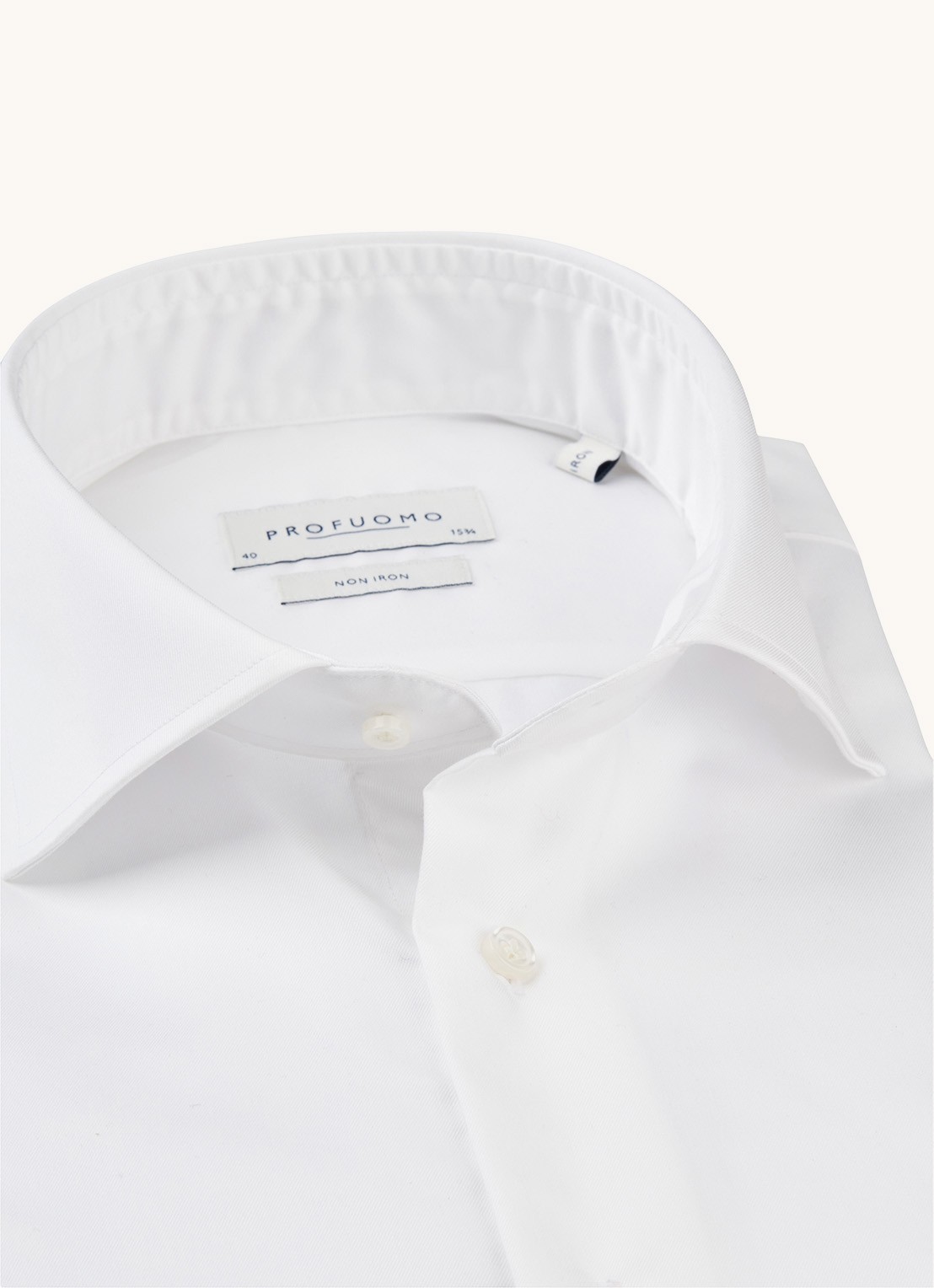 Profuomo Wit strijkvrij slim fit overhemd met extra lange mouw - voorkant 6 wit