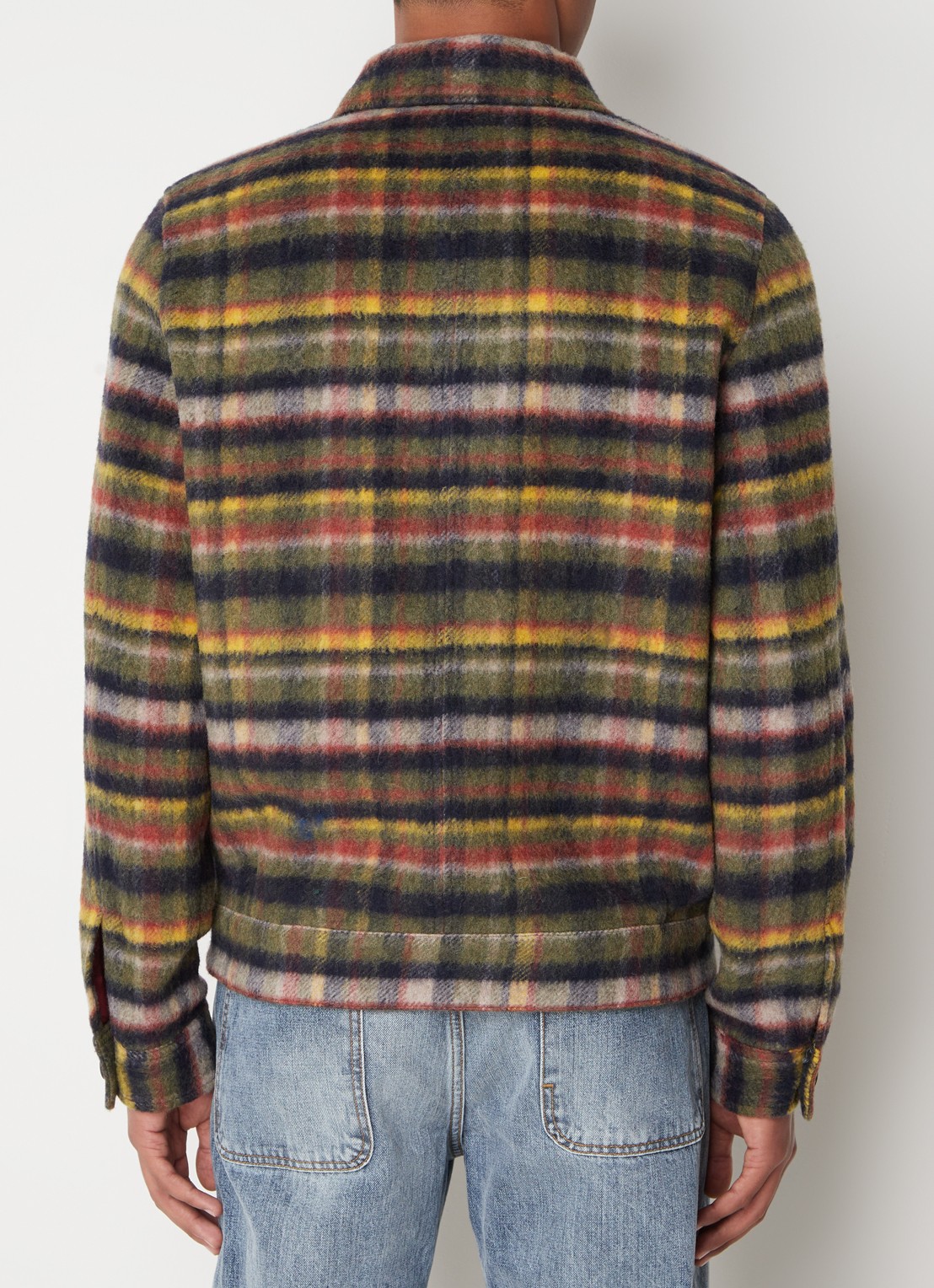 PS Paul Smith Jack in wolblend met ruitdessin en steekzakken - achterkant donkergroen