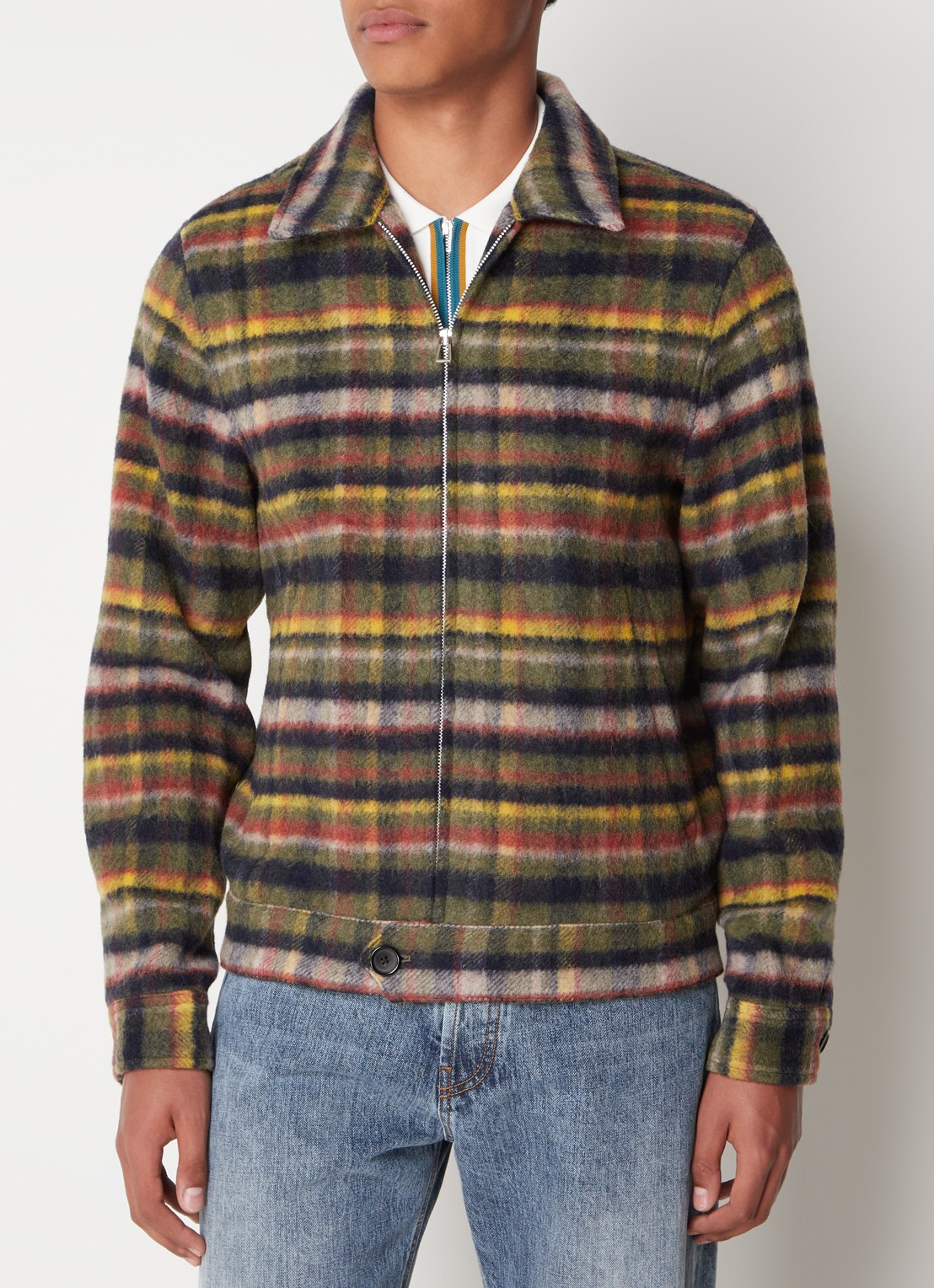 PS Paul Smith Jack in wolblend met ruitdessin en steekzakken - detail 2 donkergroen