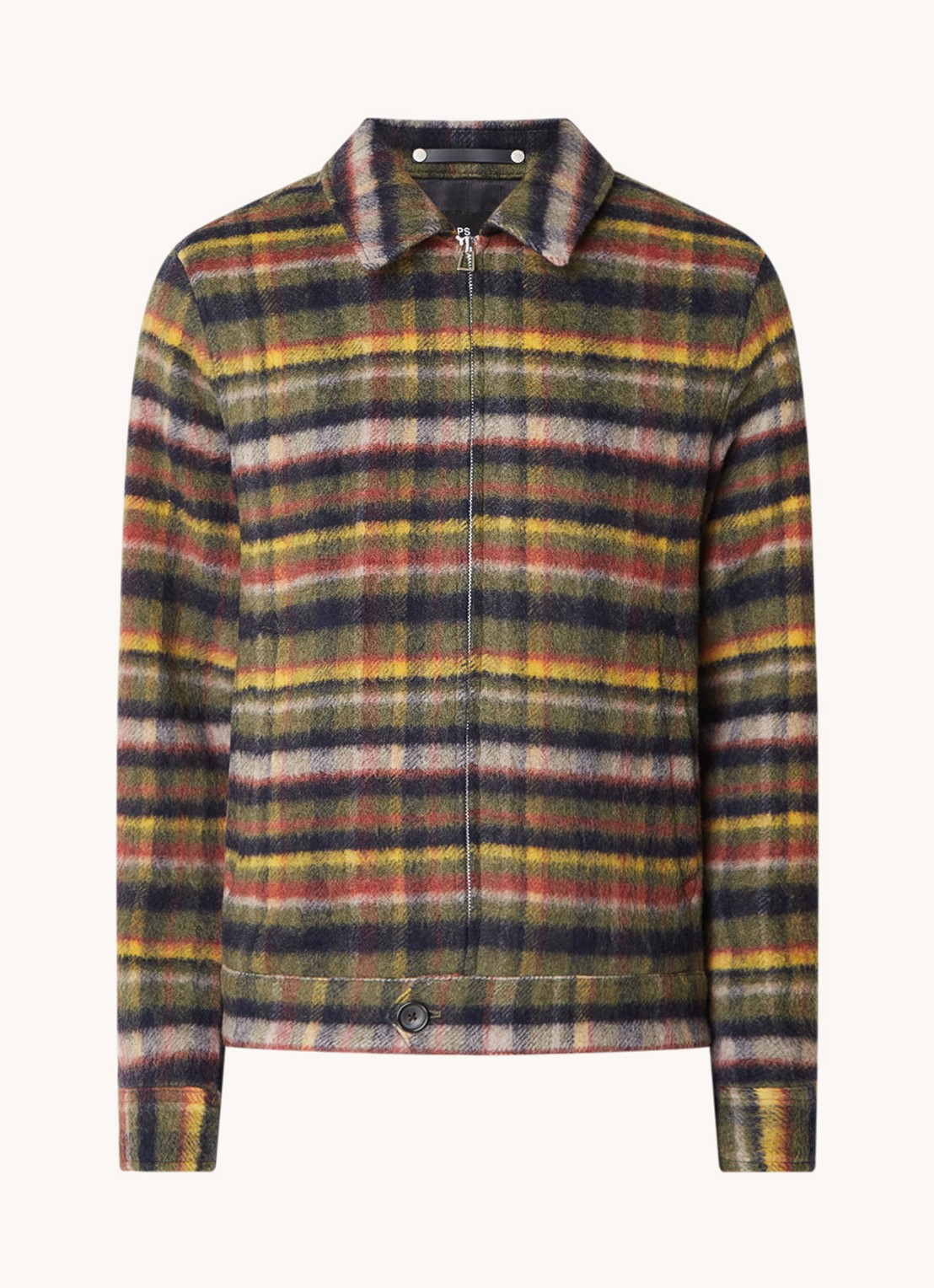 PS Paul Smith Jack in wolblend met ruitdessin en steekzakken - voorkant 5 donkergroen