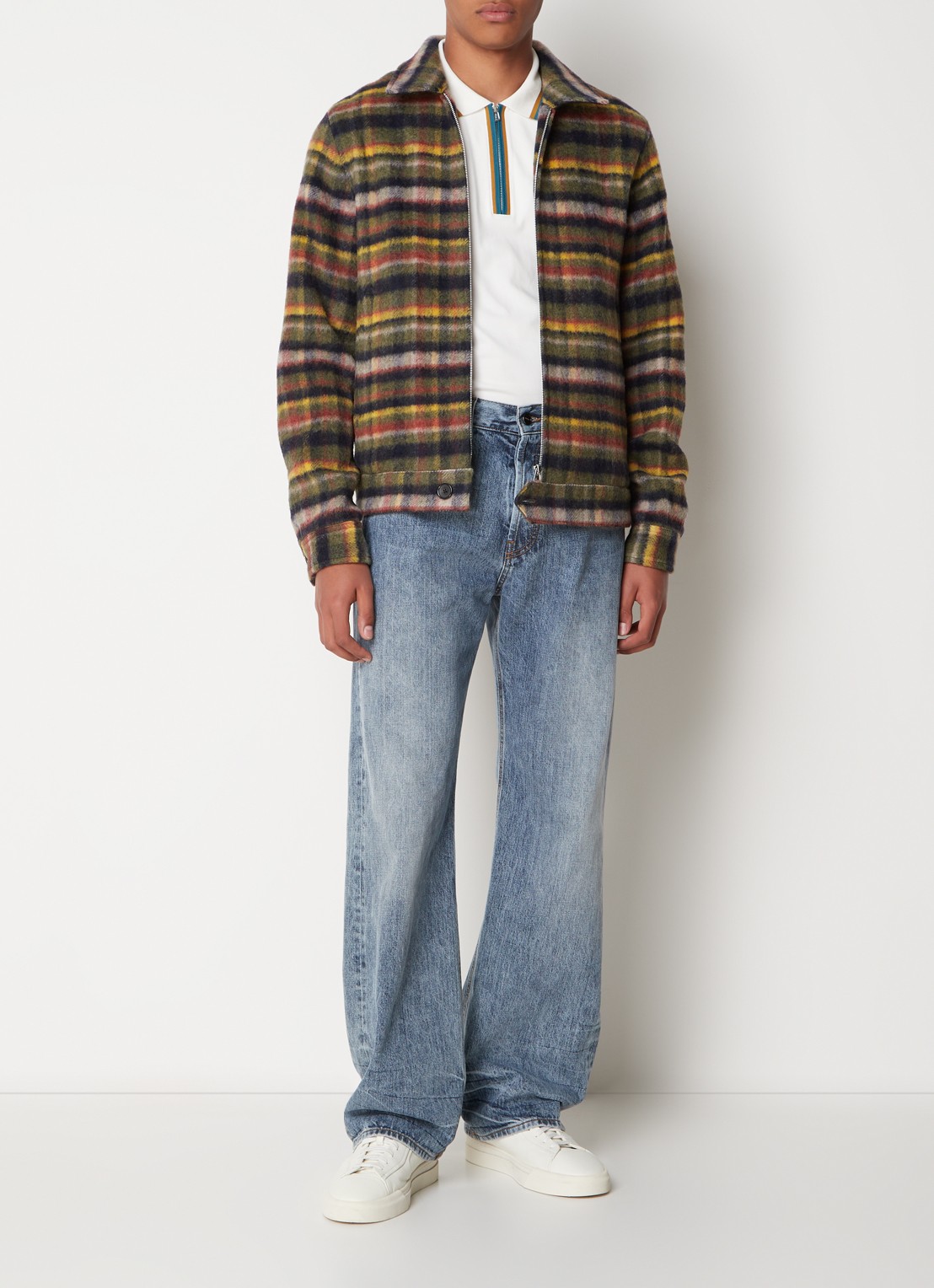 PS Paul Smith Jack in wolblend met ruitdessin en steekzakken - voorkant 6 donkergroen