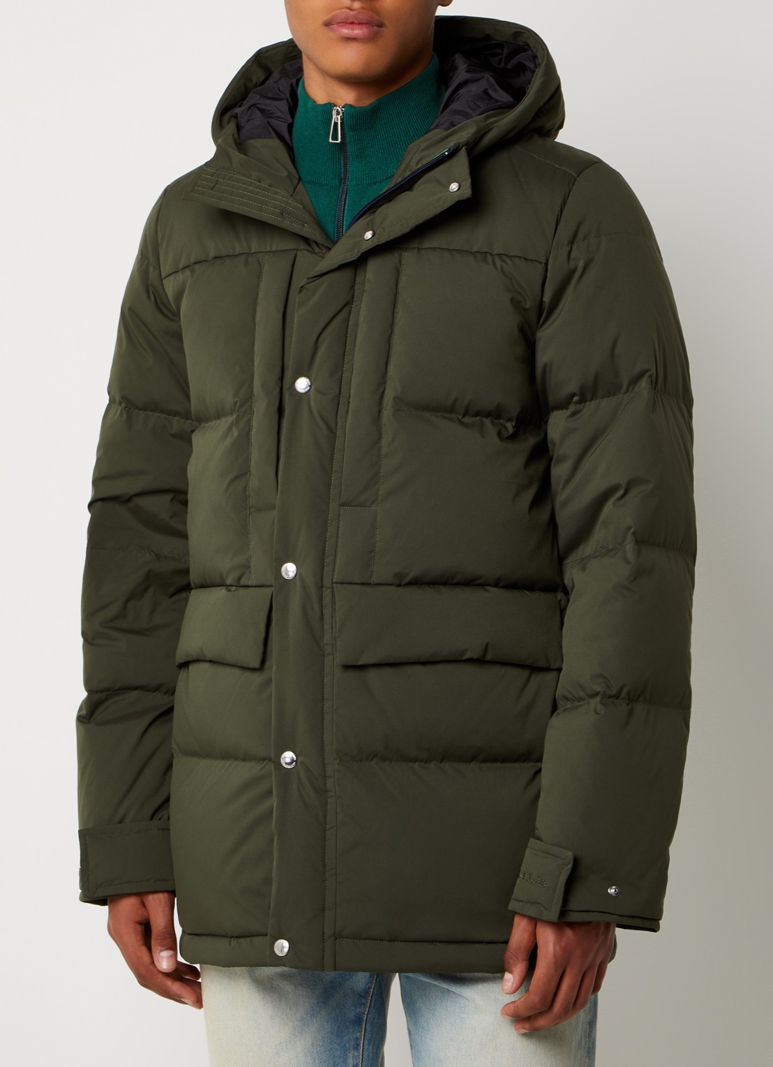 PS Paul Smith Puffer jack met donsvulling en steekzakken - detail 2 legergroen