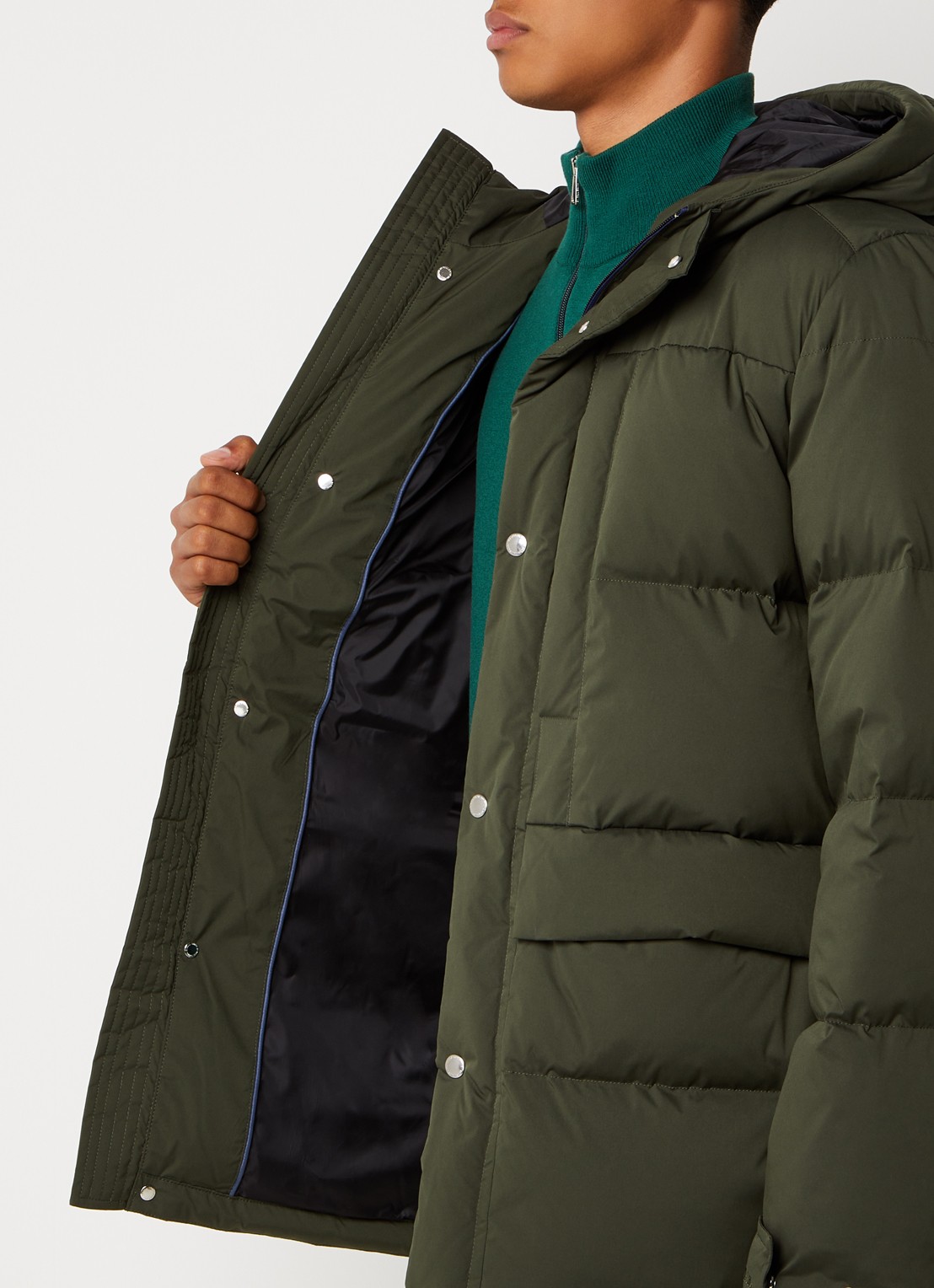 PS Paul Smith Puffer jack met donsvulling en steekzakken - detail 4 legergroen