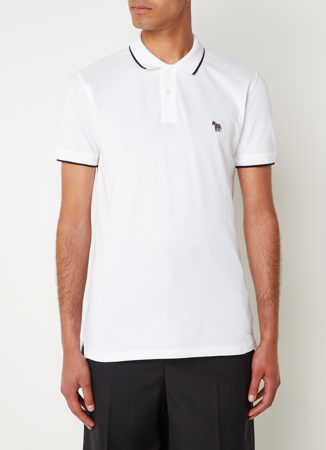 PS Paul Smith Regular fit polo van  katoen met borduring - detail 2 wit