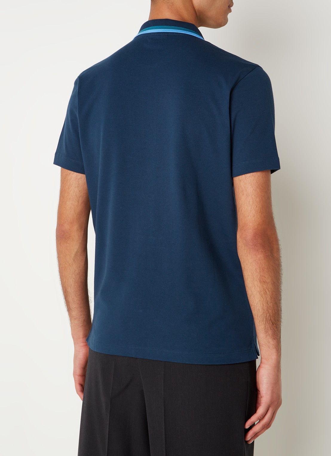 PS Paul Smith Regular fit polo van  katoen met halve rits - achterkant blauw