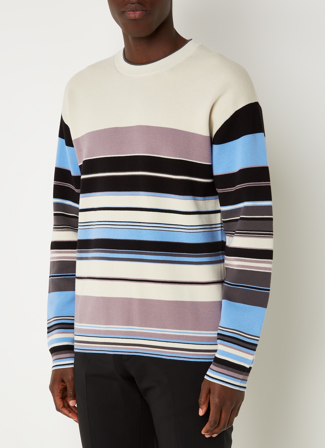 PS Paul Smith Sweater van  katoen met streepprint - detail donkerbeige