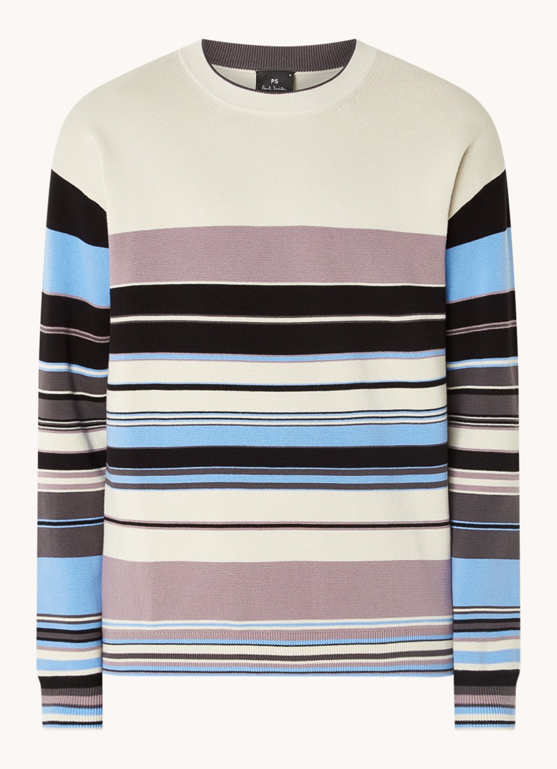 PS Paul Smith Sweater van  katoen met streepprint - voorkant 4 donkerbeige