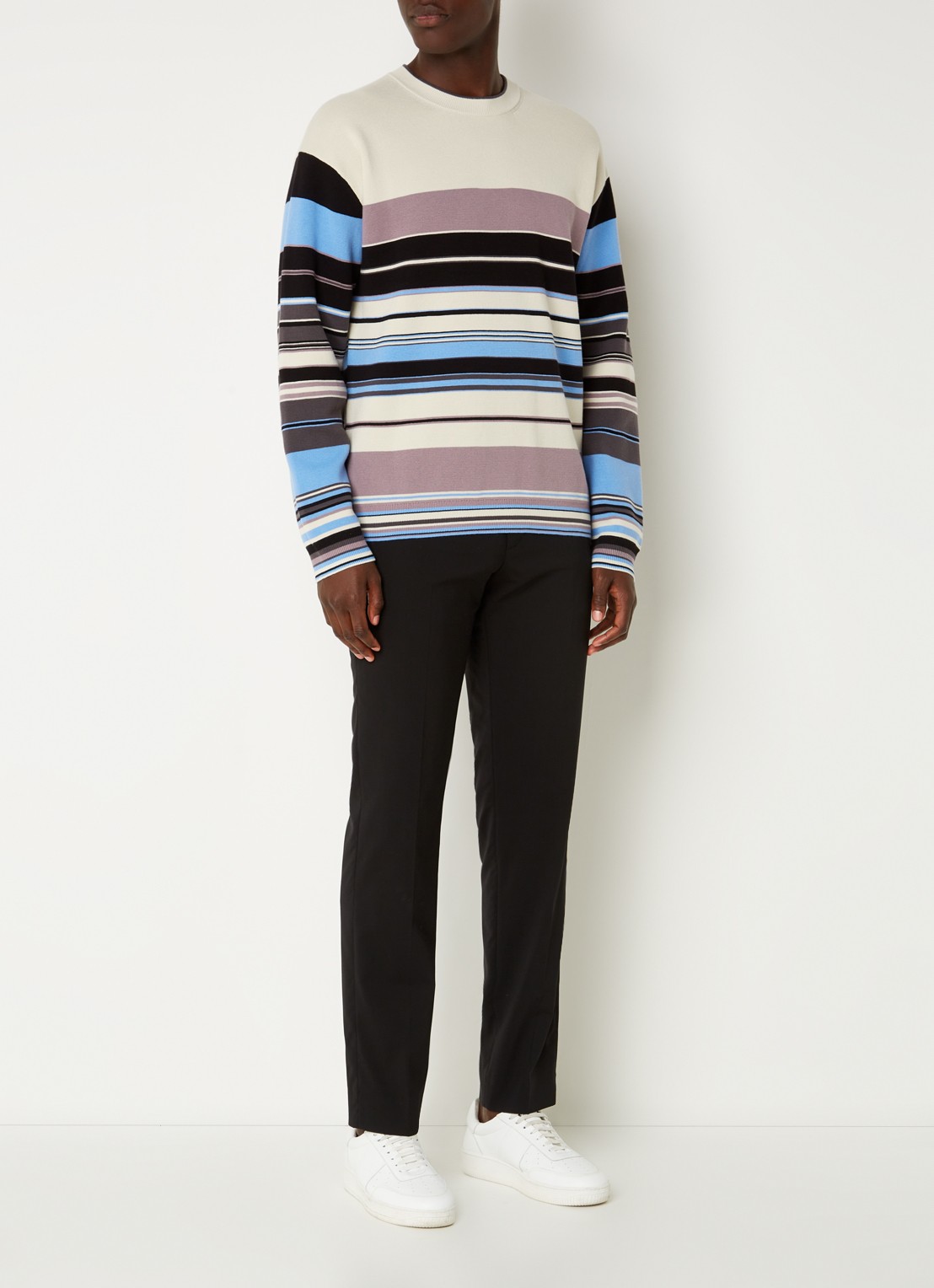 PS Paul Smith Sweater van  katoen met streepprint - voorkant 5 donkerbeige