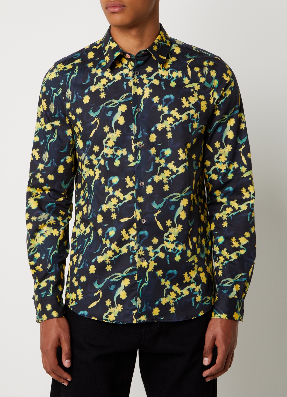 PS Paul Smith Tailored fit overhemd met print - detail 4 neongeel