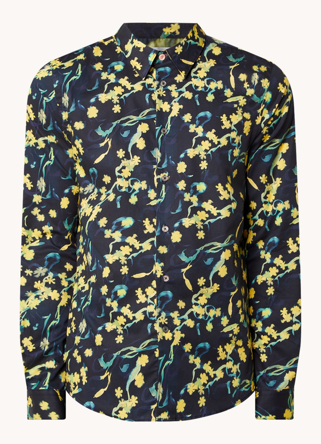 PS Paul Smith Tailored fit overhemd met print - voorkant 2 neongeel