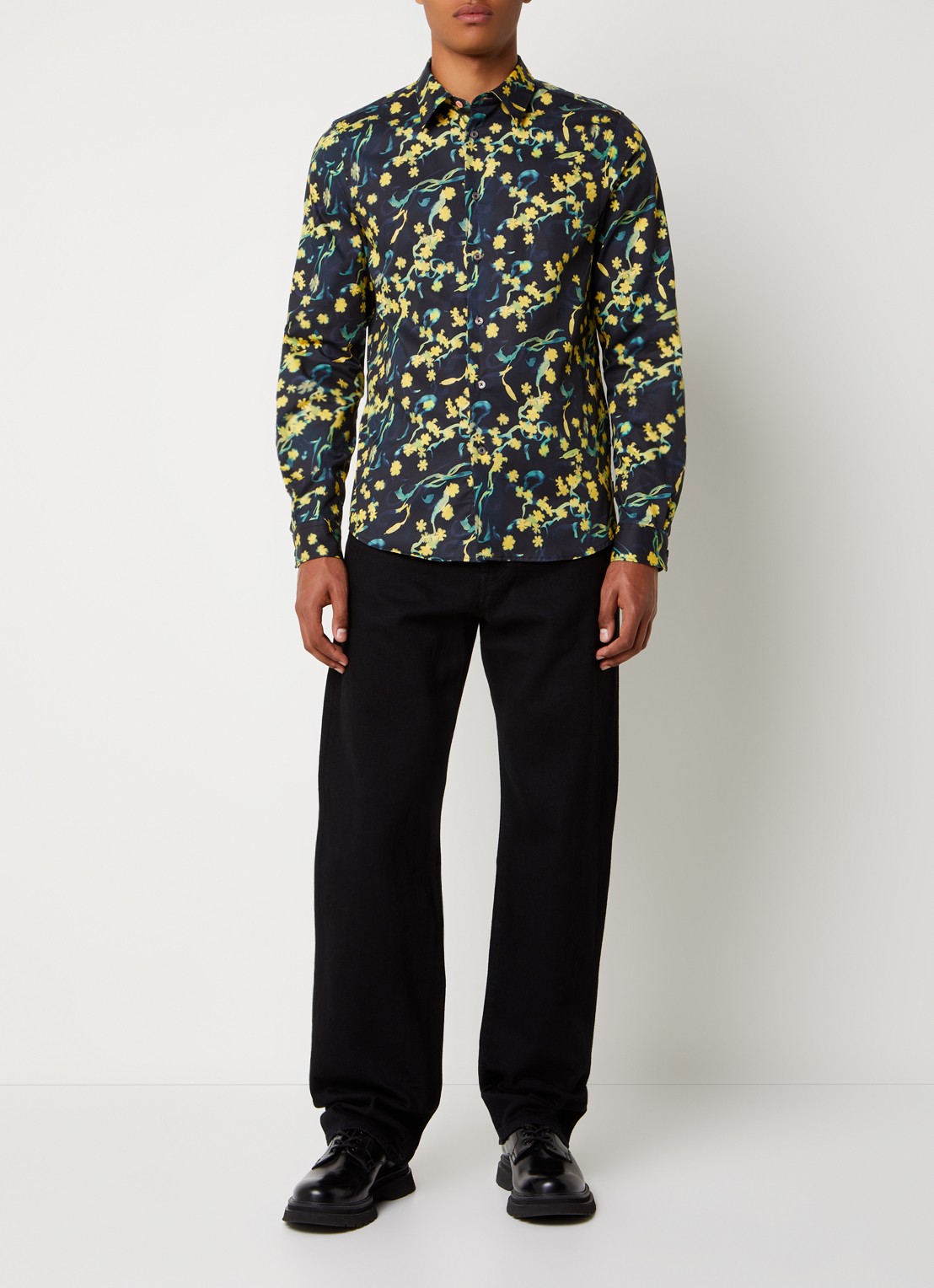 PS Paul Smith Tailored fit overhemd met print - voorkant 3 neongeel