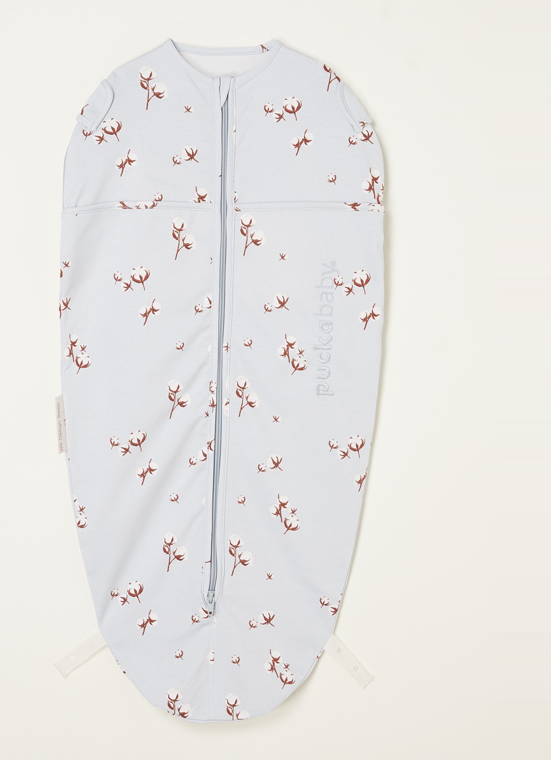 Puckababy Original mini slaapzak met print - voorkant 2 blauwgrijs