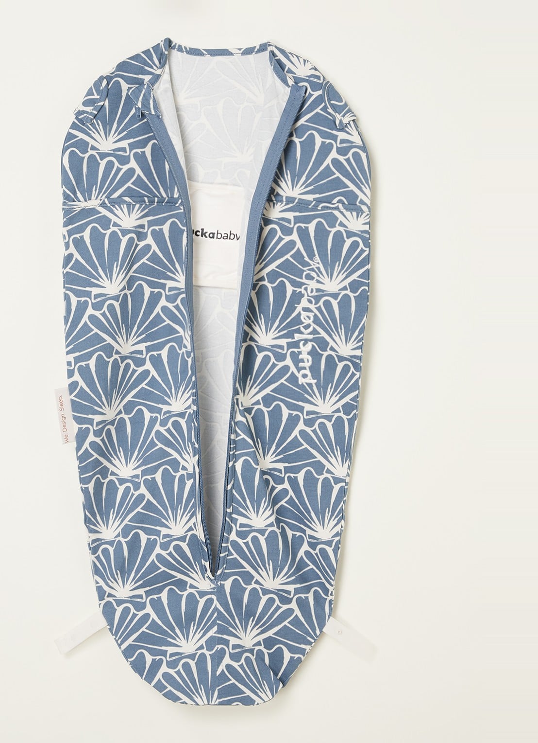 Puckababy Original mini slaapzak met print - voorkant 2 staalblauw