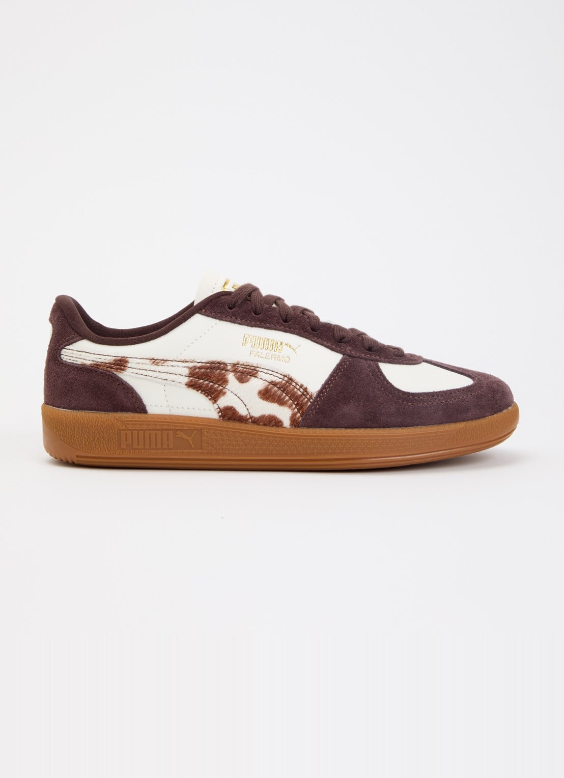 Puma Palermo Cow sneaker van leer met details van suède - voorkant gebroken wit