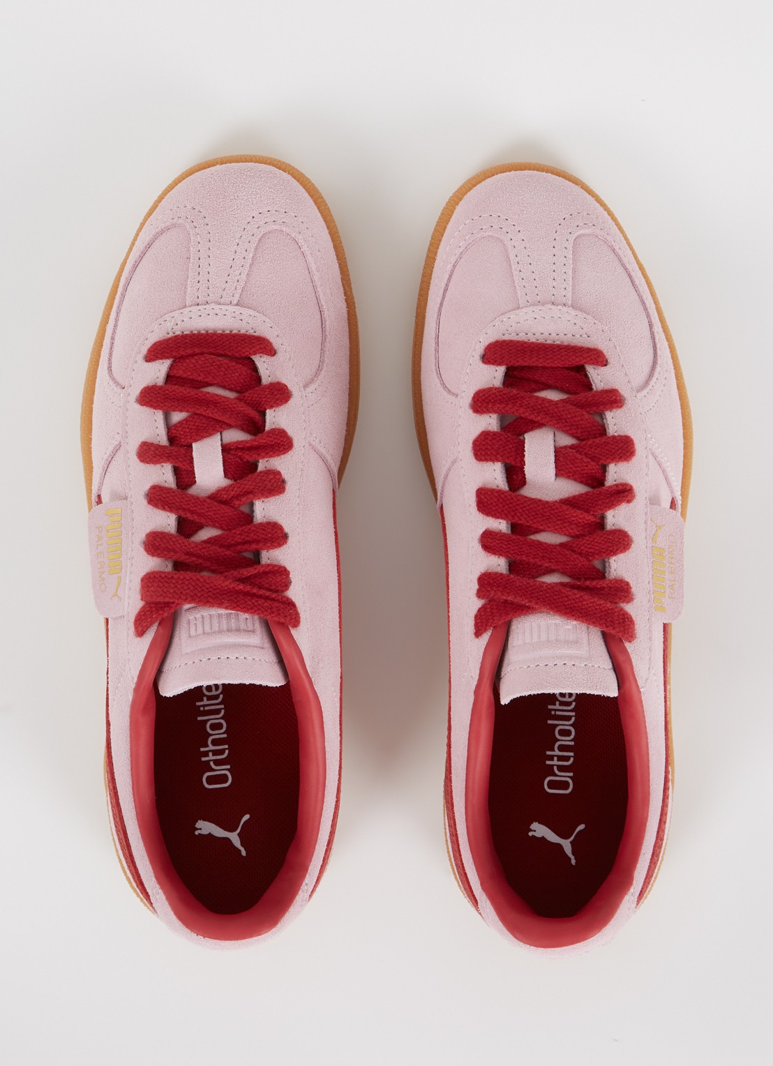 Puma Palermo sneaker van suède met leren details - detail 4 lichtroze