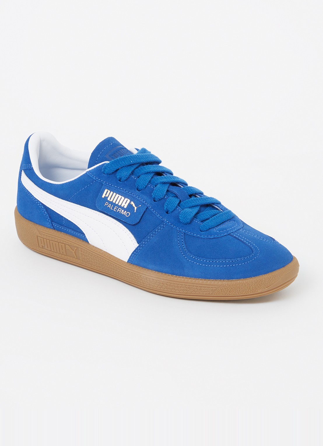 Puma Palermo sneaker van suède - voorkant kobaltblauw